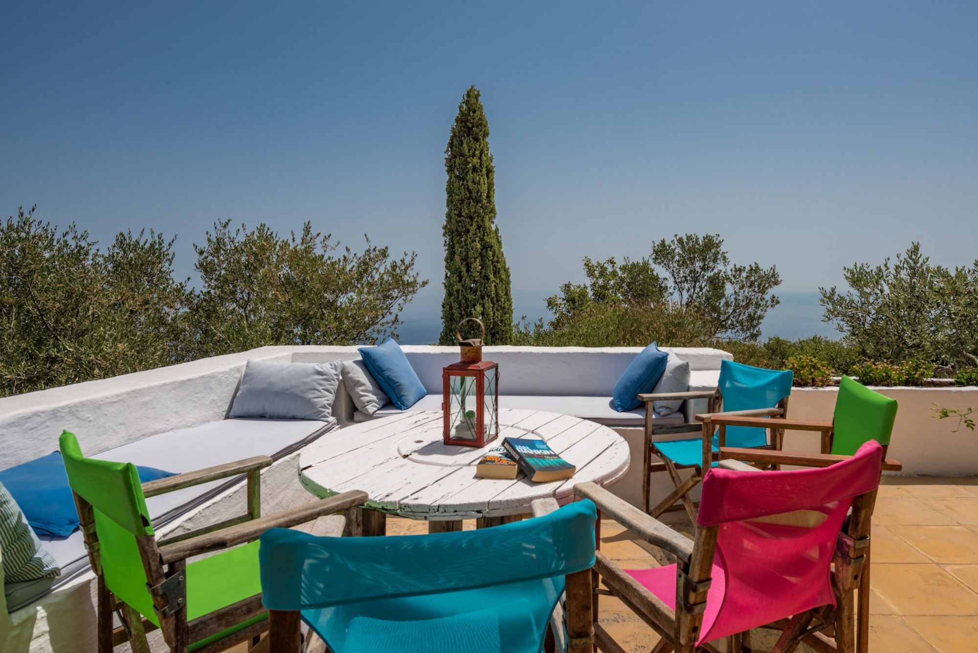 Outdoor terrace with seating at Villa Ariane