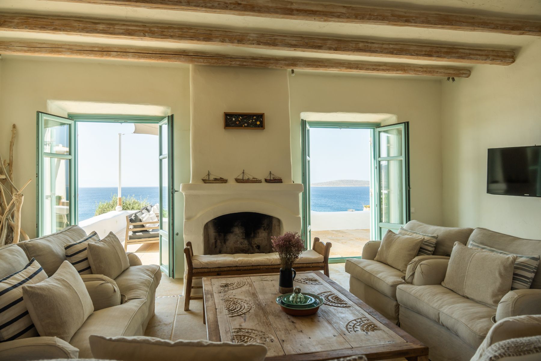 Living room at Villa Asteria, Paros