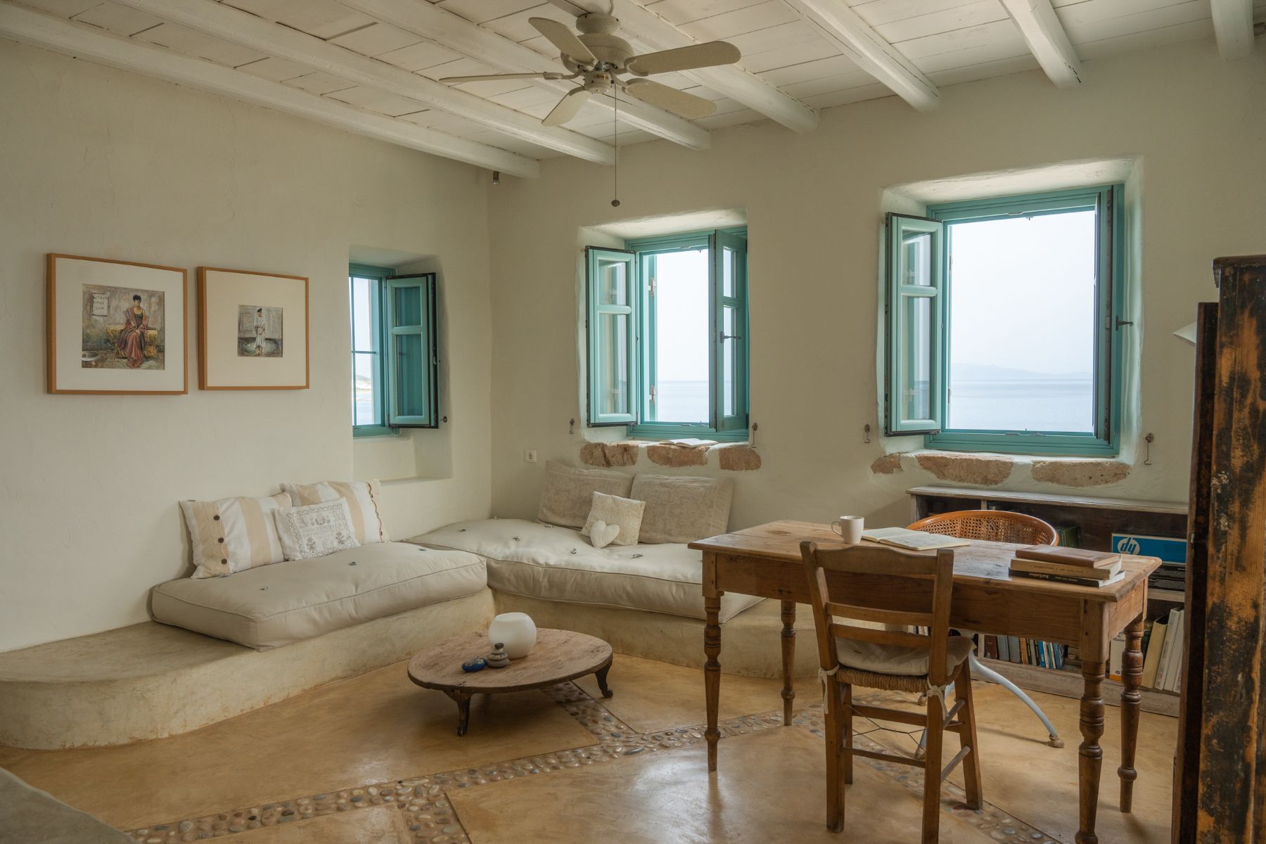 Living area at Villa Asteria, Paros