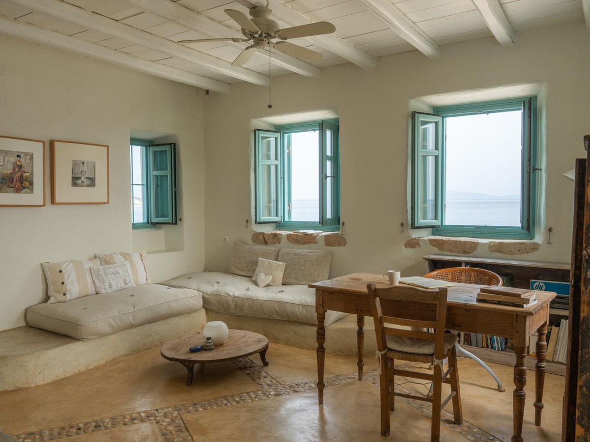 Living area at Villa Asteria, Paros