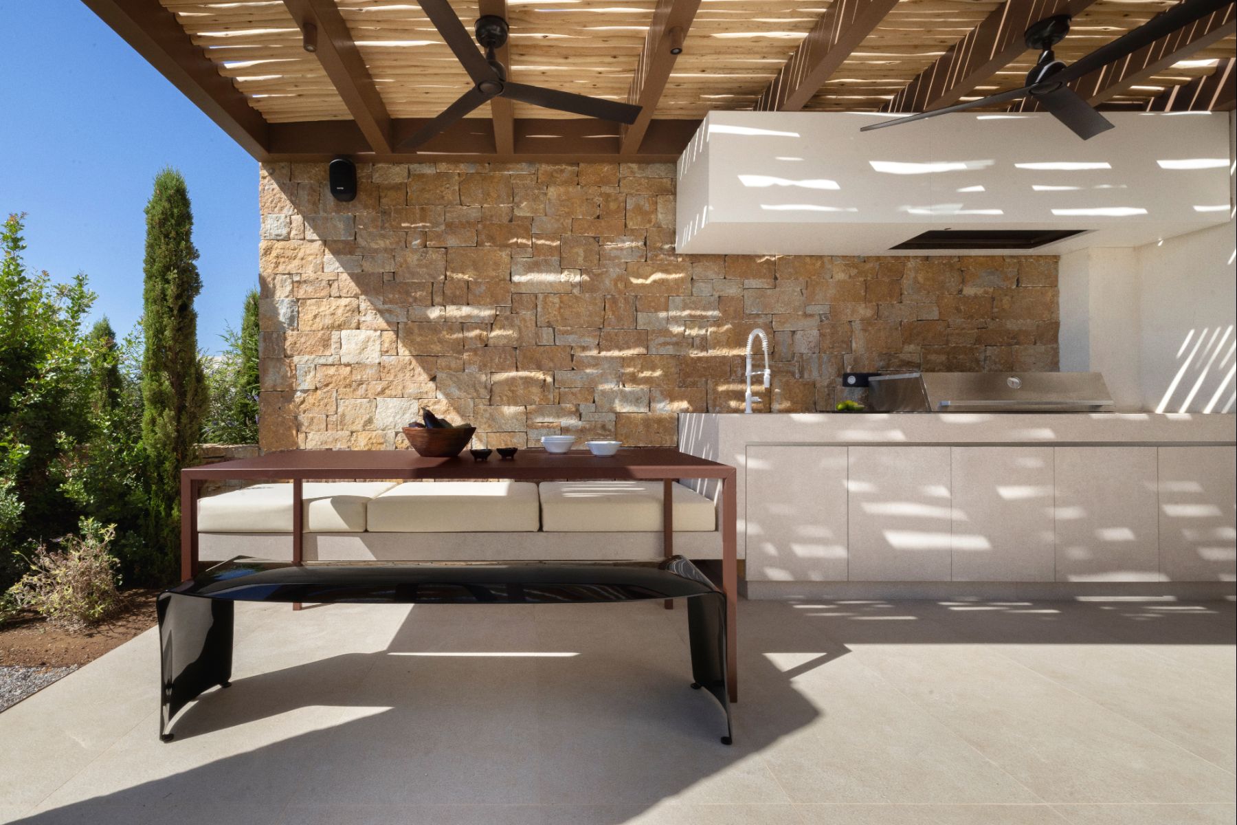 Outdoor kitchen area at Villa Astra, Paros