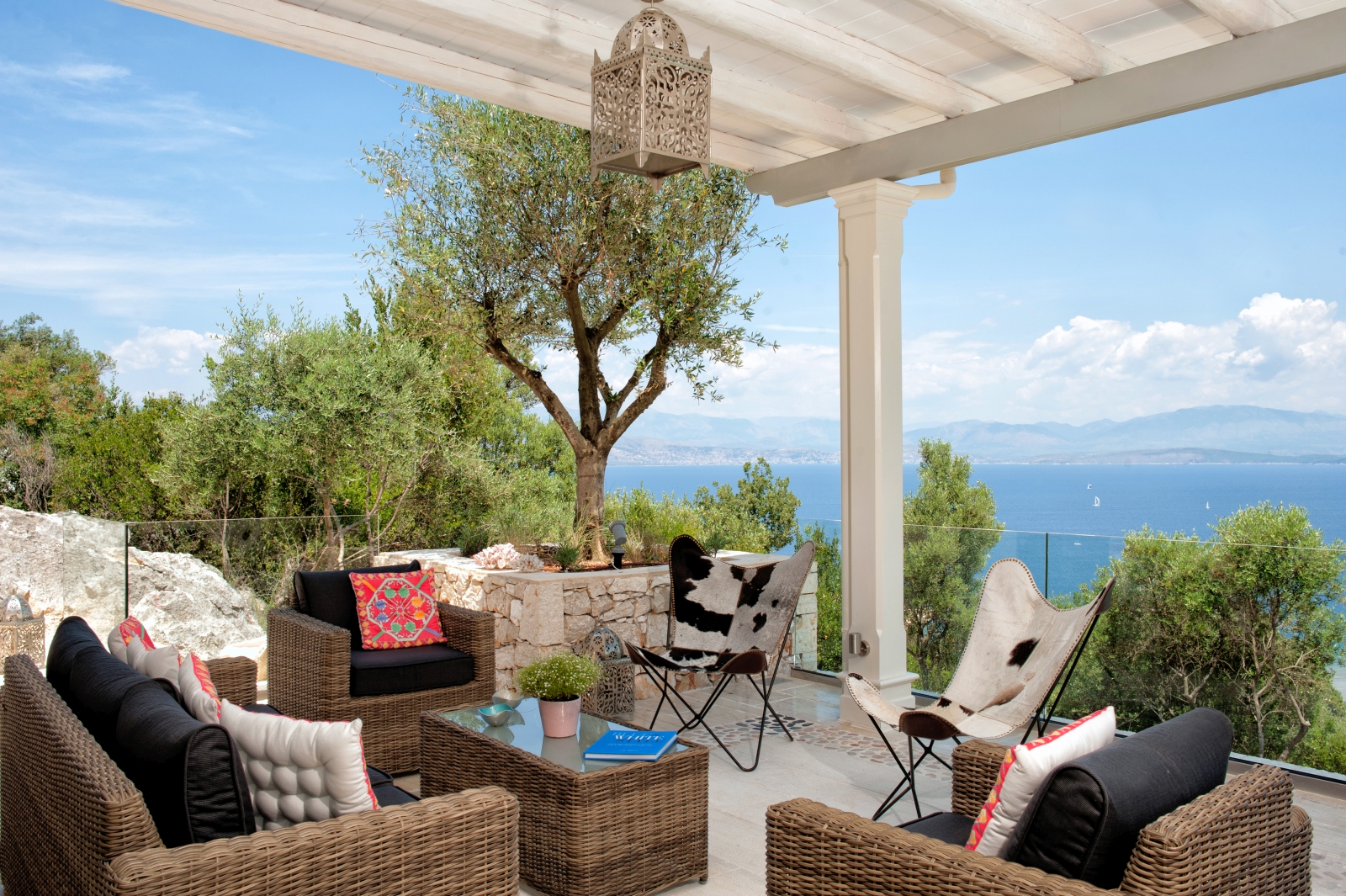 Comfortable outdoor seating at Villa Dionysos, Corfu