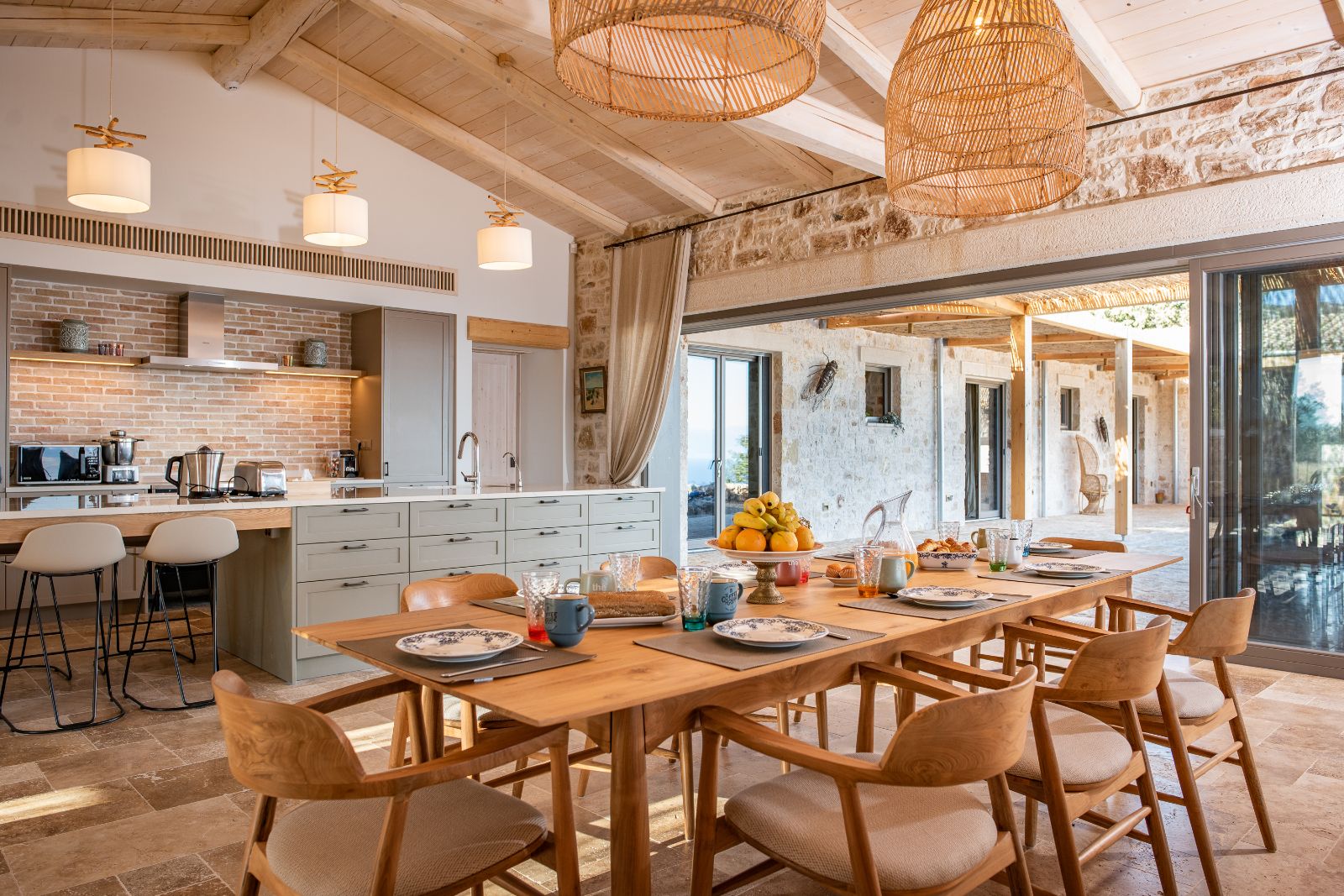 Kitchen Dining at Villa Edina in Corfu