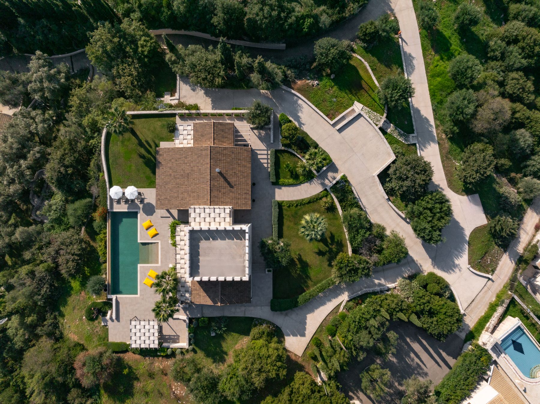 Aerial view of Villa Eleni, Corfu