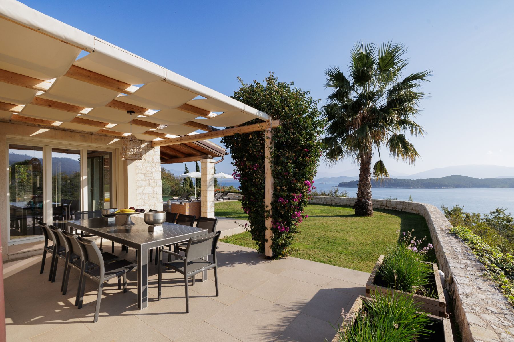 Dining terrace at Villa Eleni, Corfu
