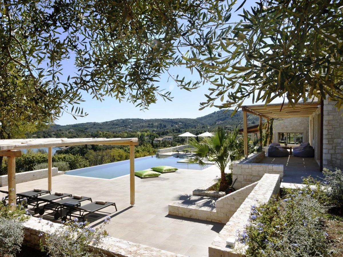Pool area at villa eleni in corfu, Greece