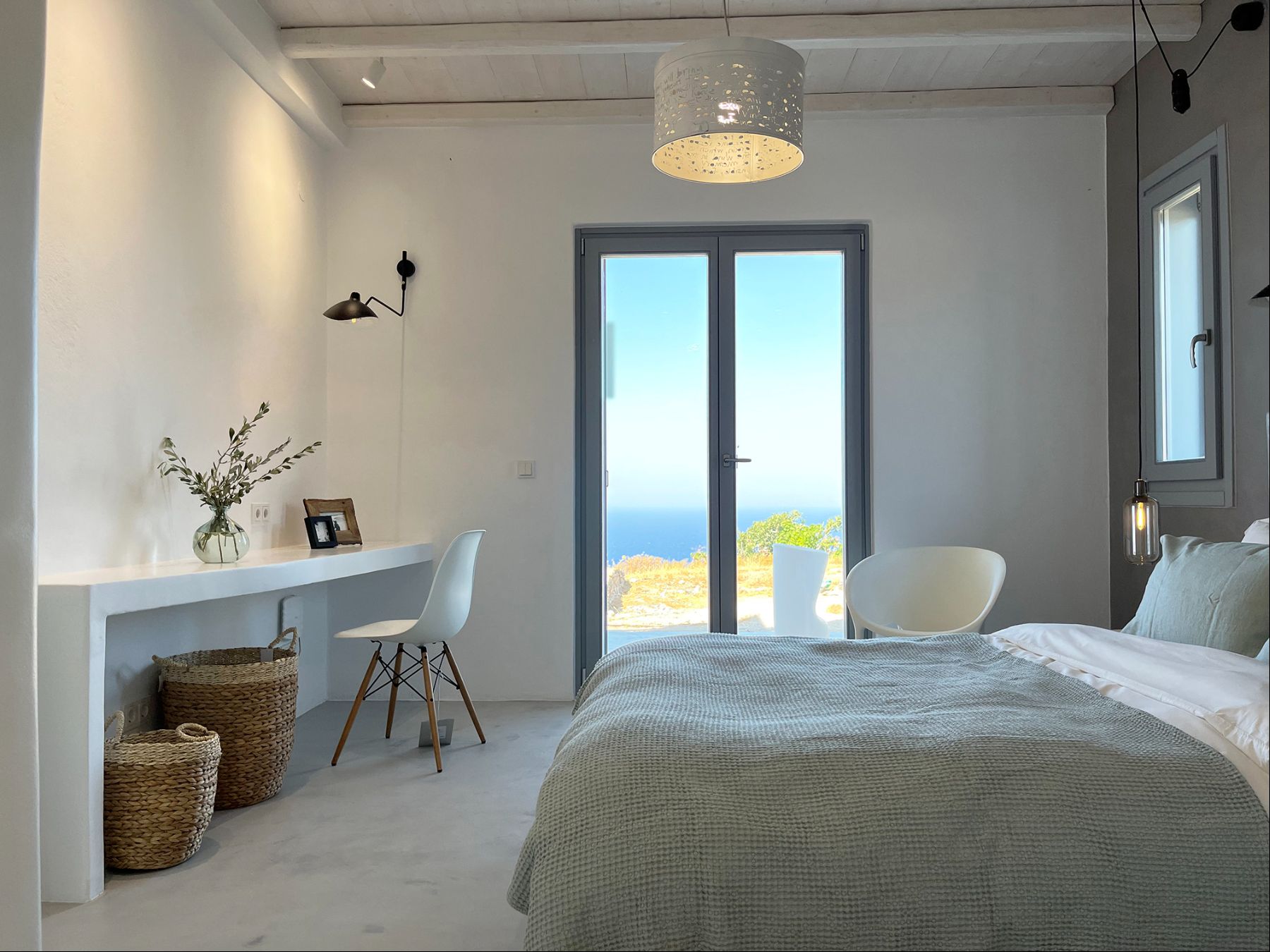Bedroom with sea views at Villa Eleonas in Sifnos