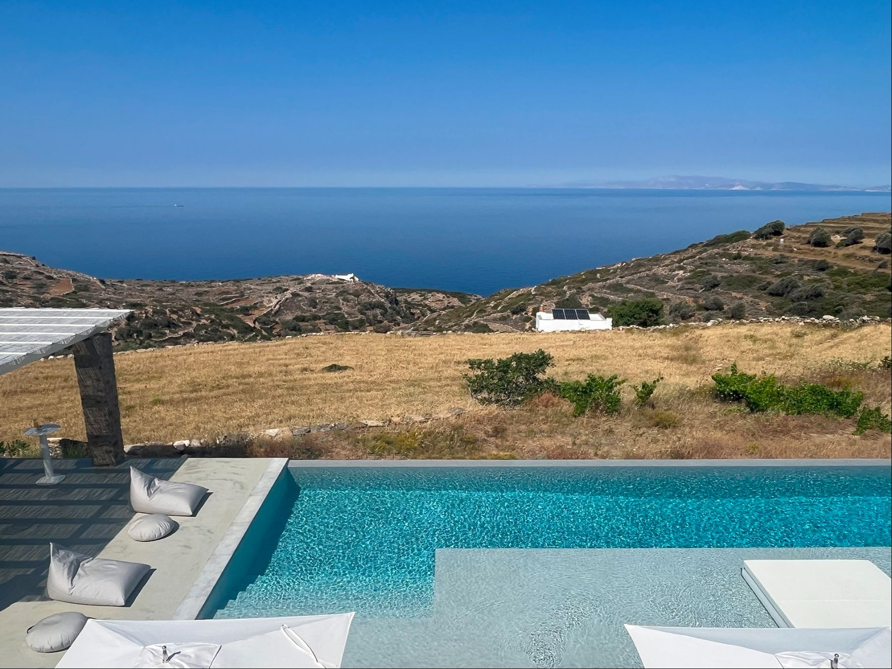 Aegean sea views from the swimming pool at Villa Eleonas in Sifnos