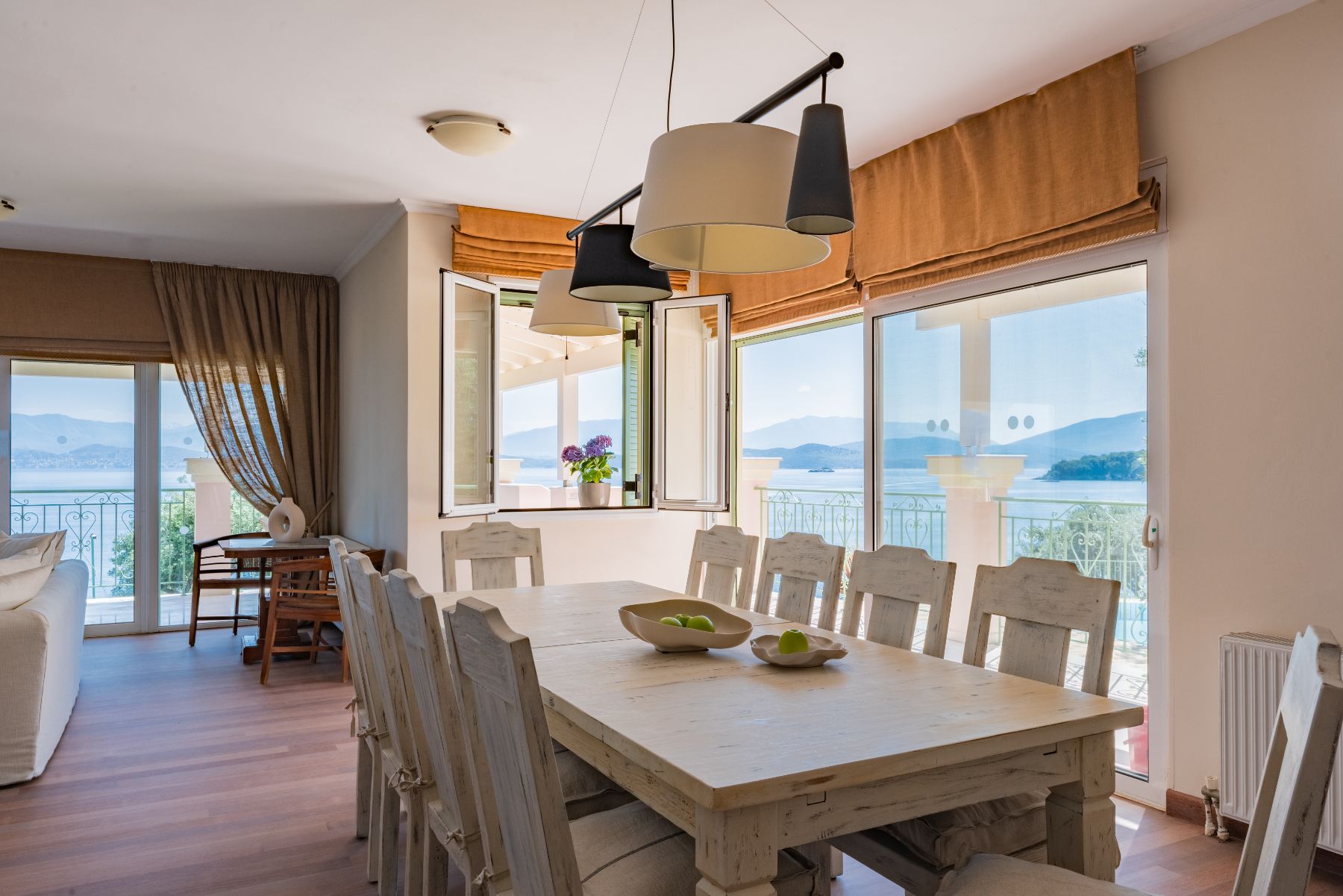 Open plan dining room at Villa Elia, Corfu