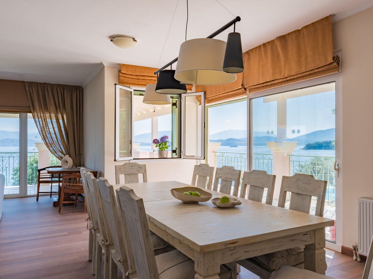 Open plan dining room at Villa Elia, Corfu