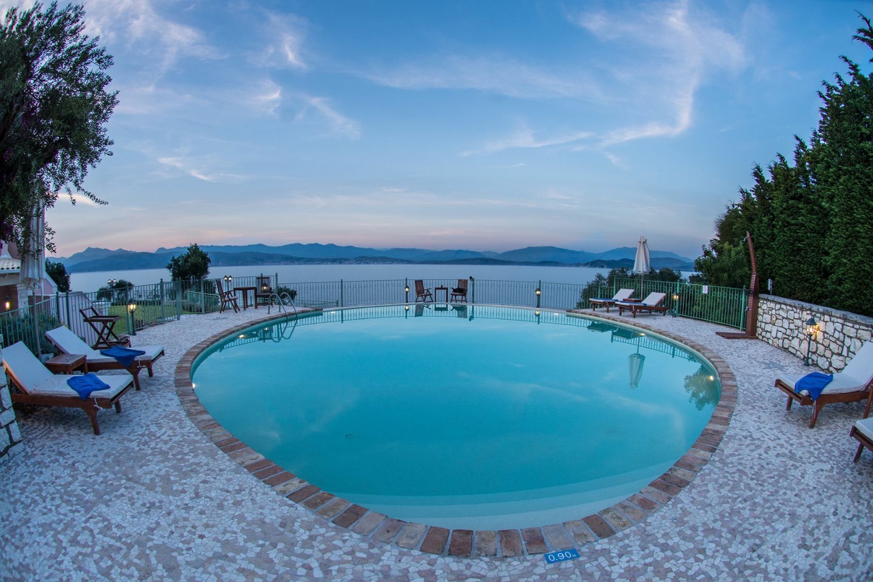 Pool in the evening at Villa Elia, Corfu