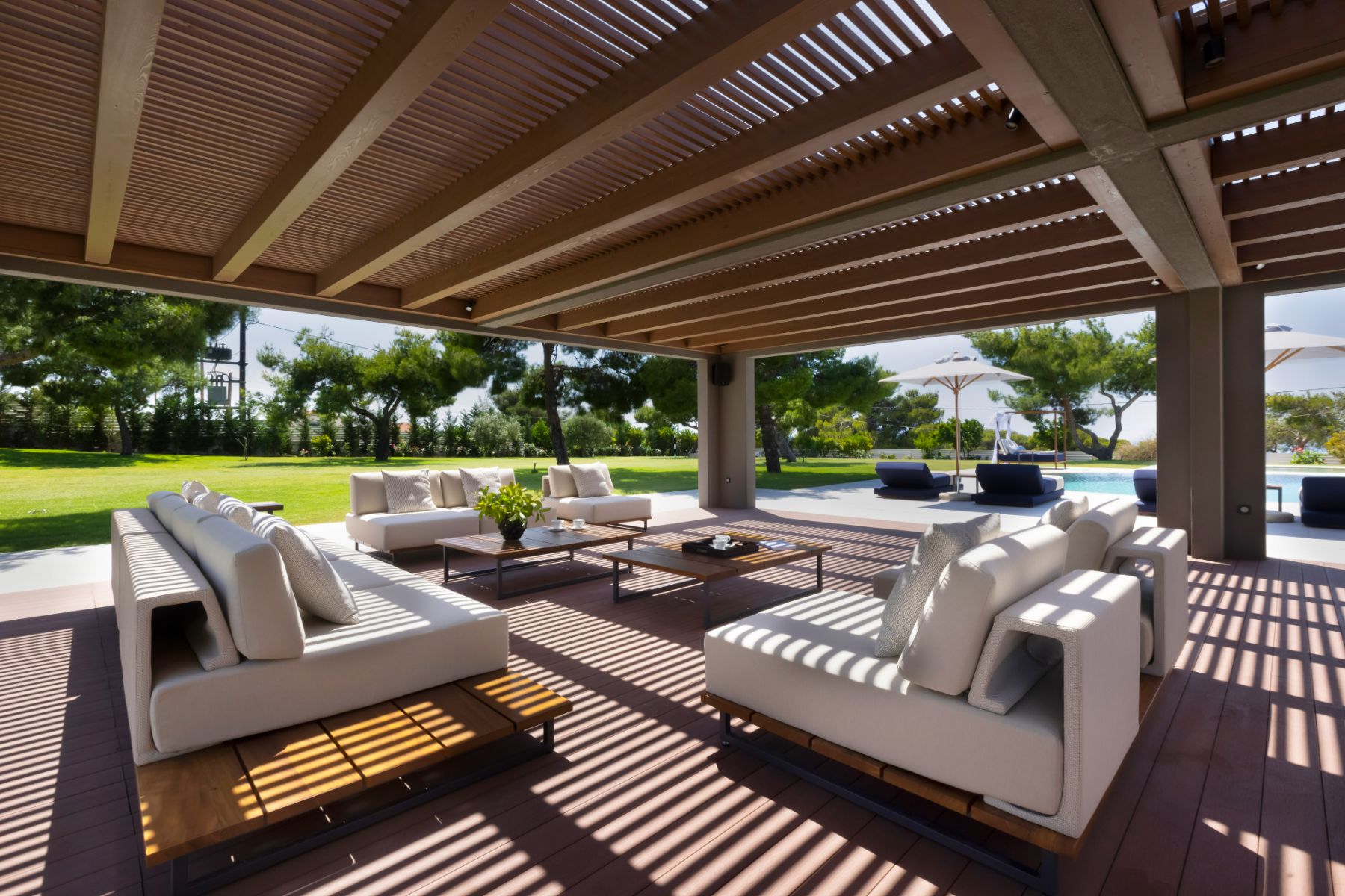 Covered seating area at Villa Elysian