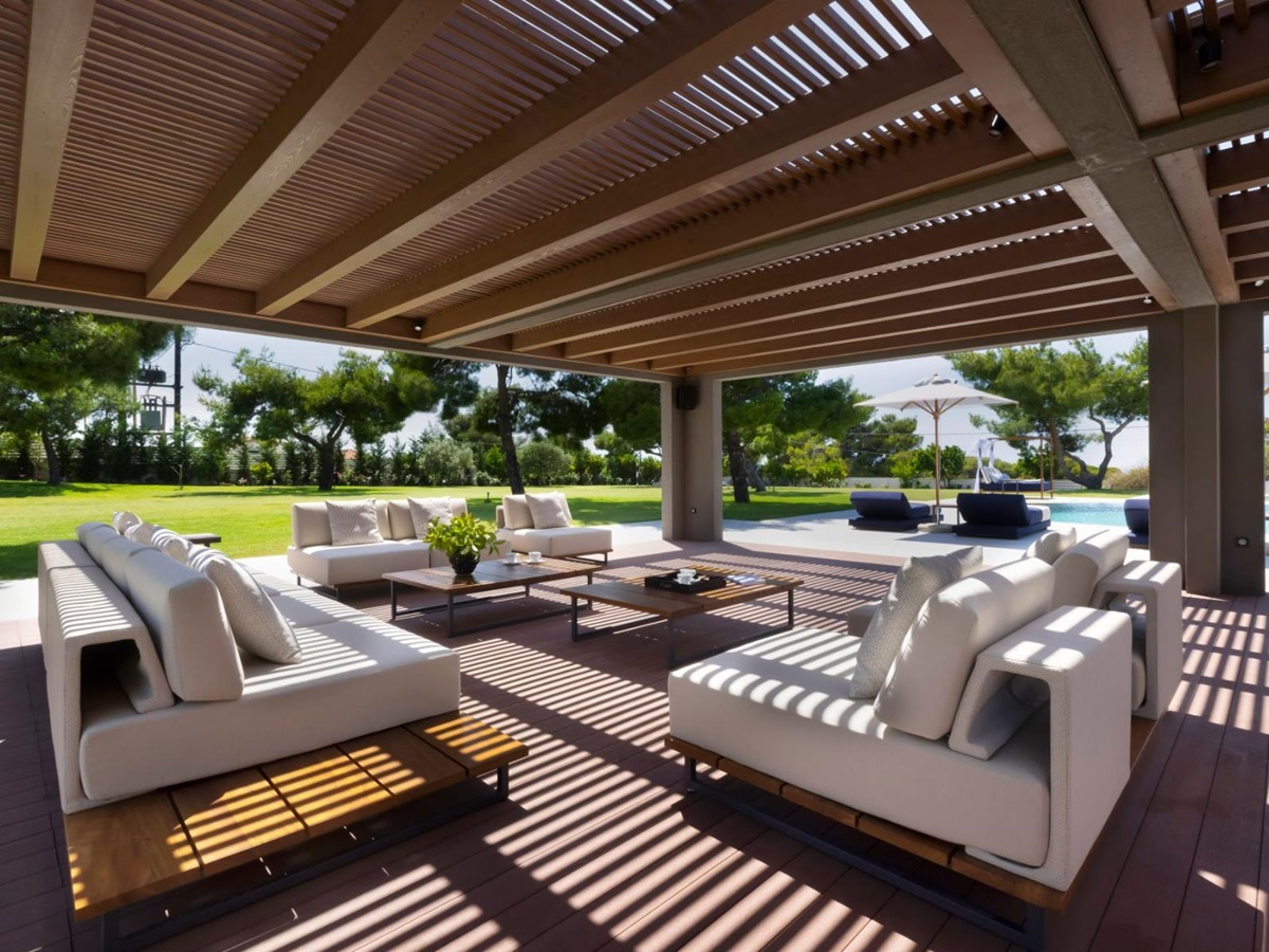 Covered seating area at Villa Elysian