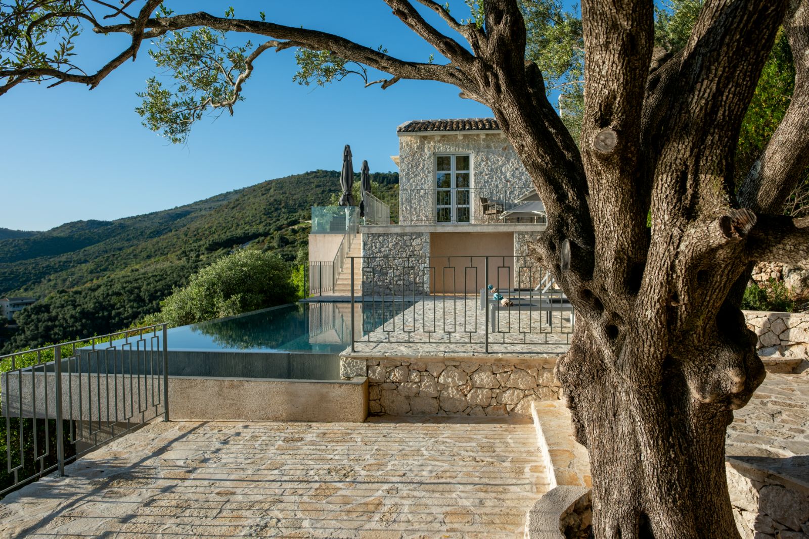 Pool view at Villa Eos in Corfu 