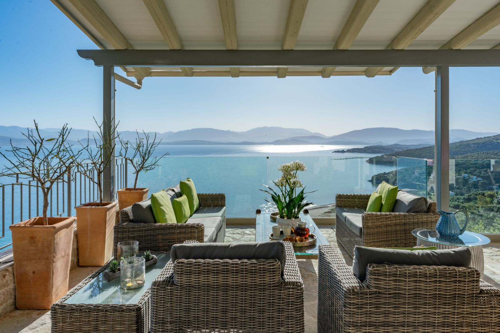 Outdoor Seating View at Villa Gaia Corfu