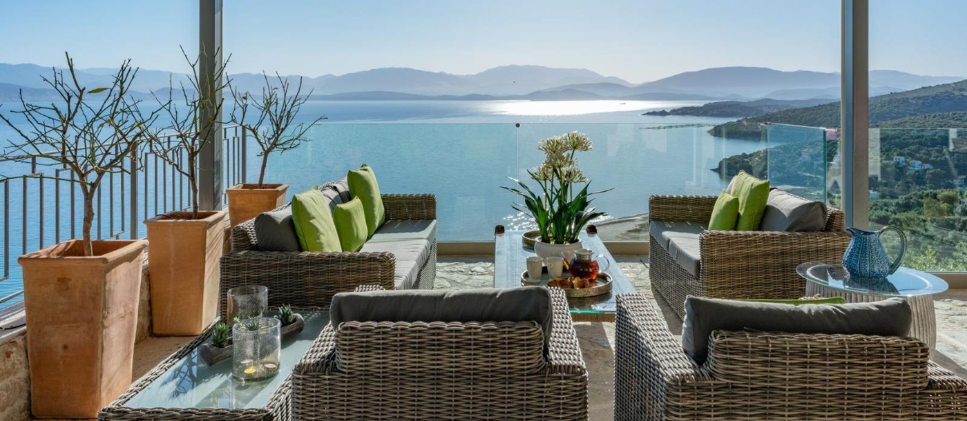 Outdoor Seating View at Villa Gaia Corfu