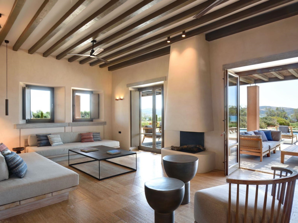 Living room at Villa Galini, Paros