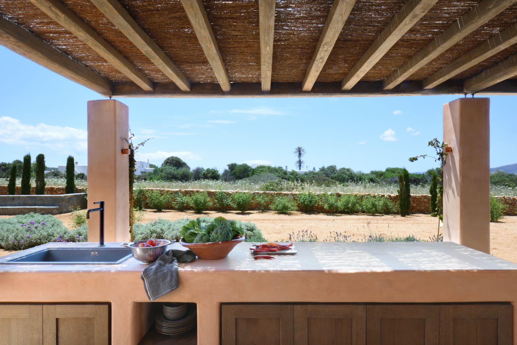 Outdoor kitchen at Villa Galini, Paros