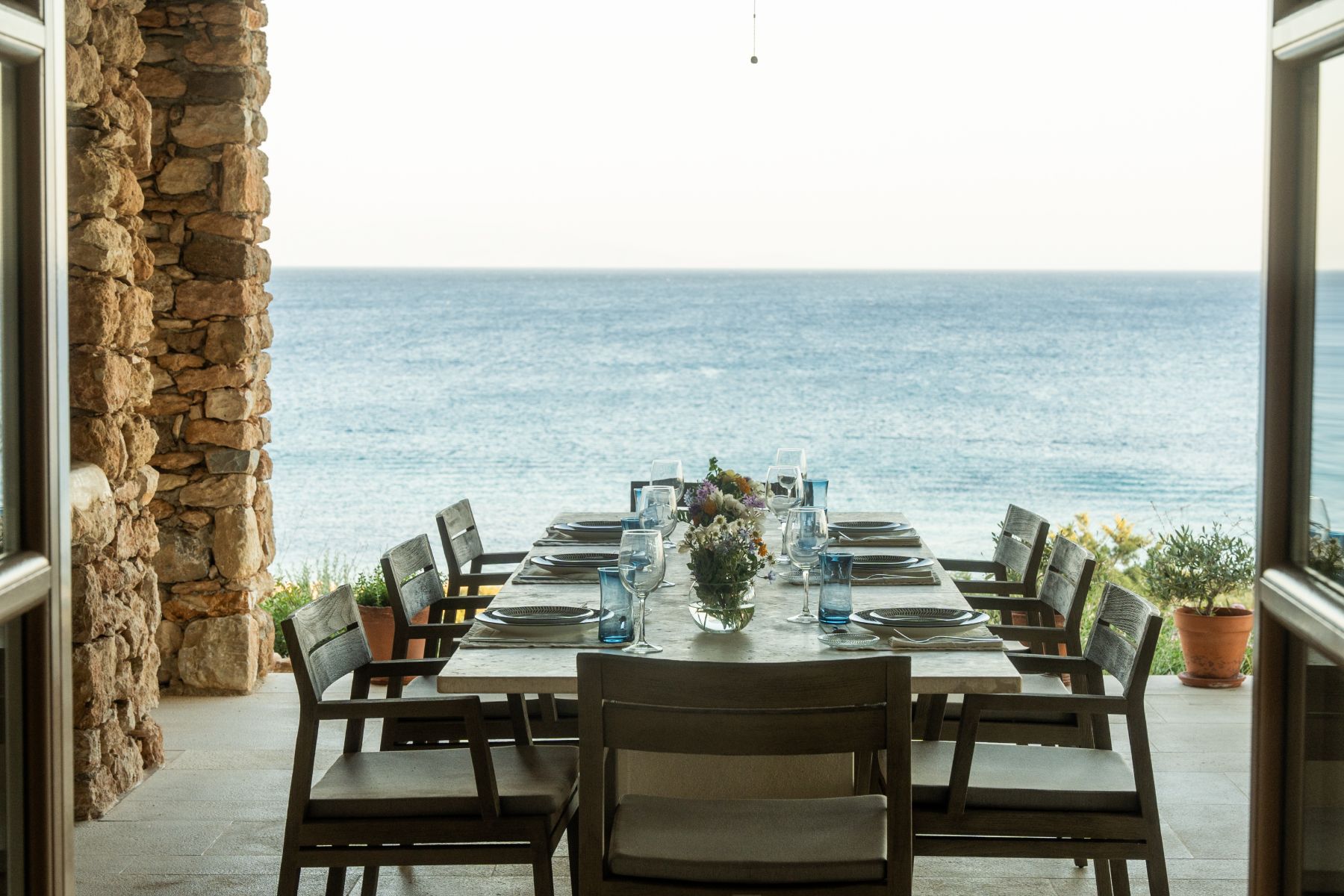Dining terrace at Villa Ilios, Paros