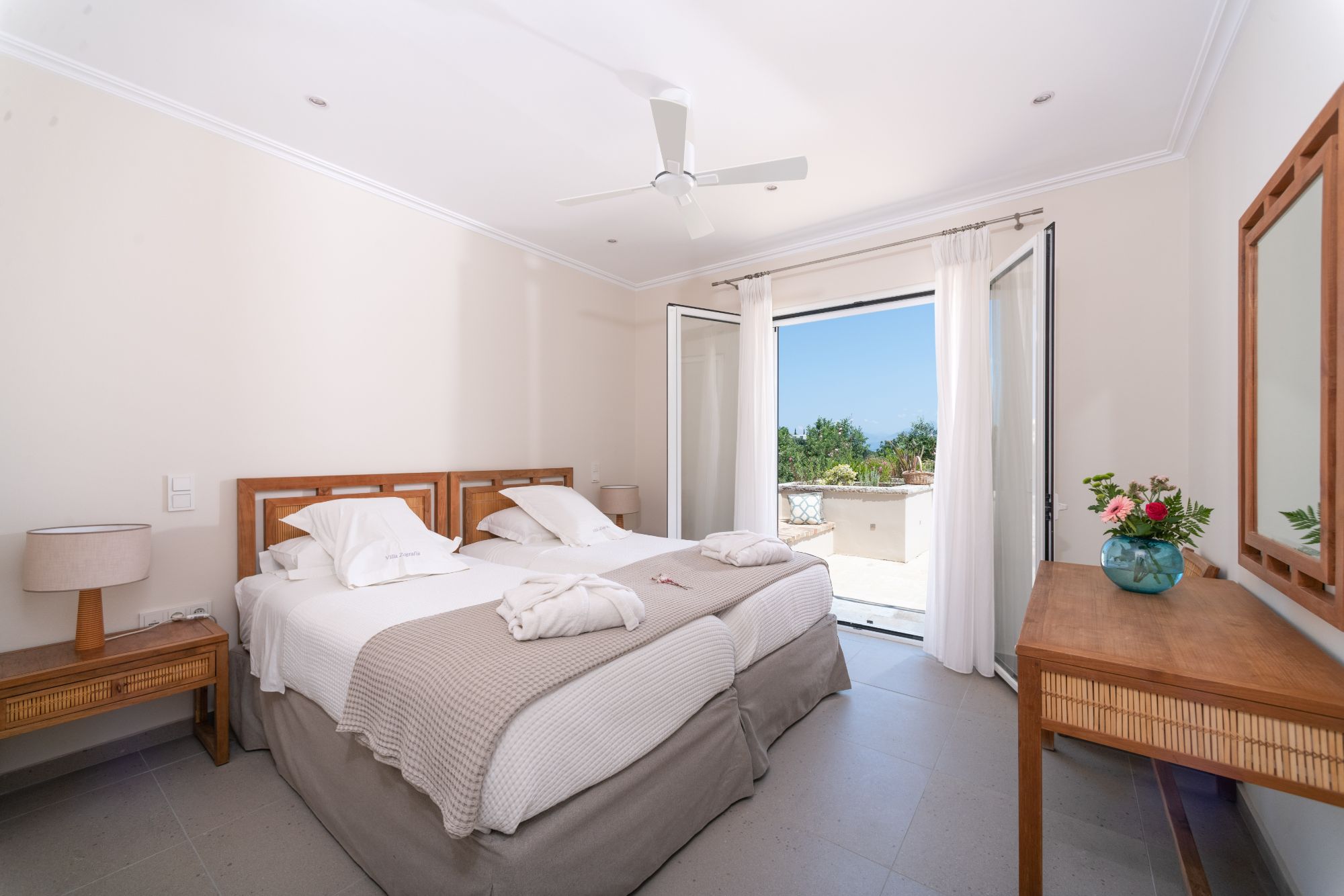 Twin bedroom at Villa Ioulia