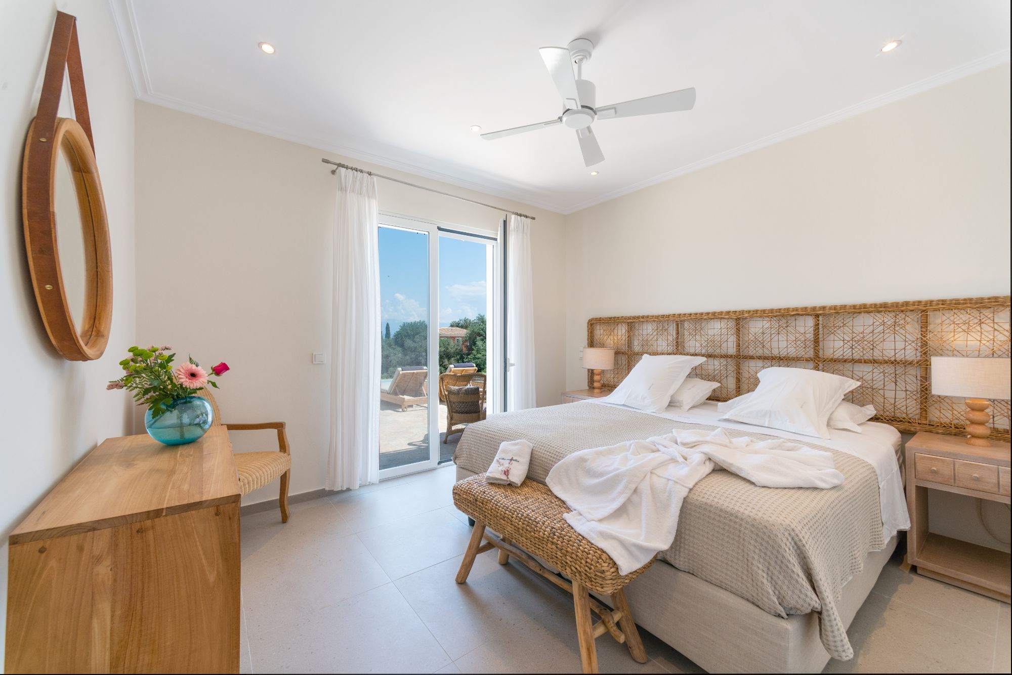 Twin bedroom at Villa Ioulia