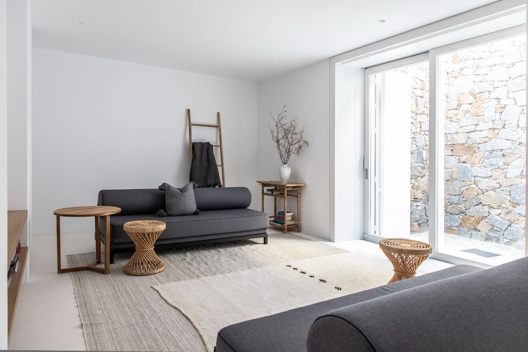 Living area with sofas at Villa Irida, Paros