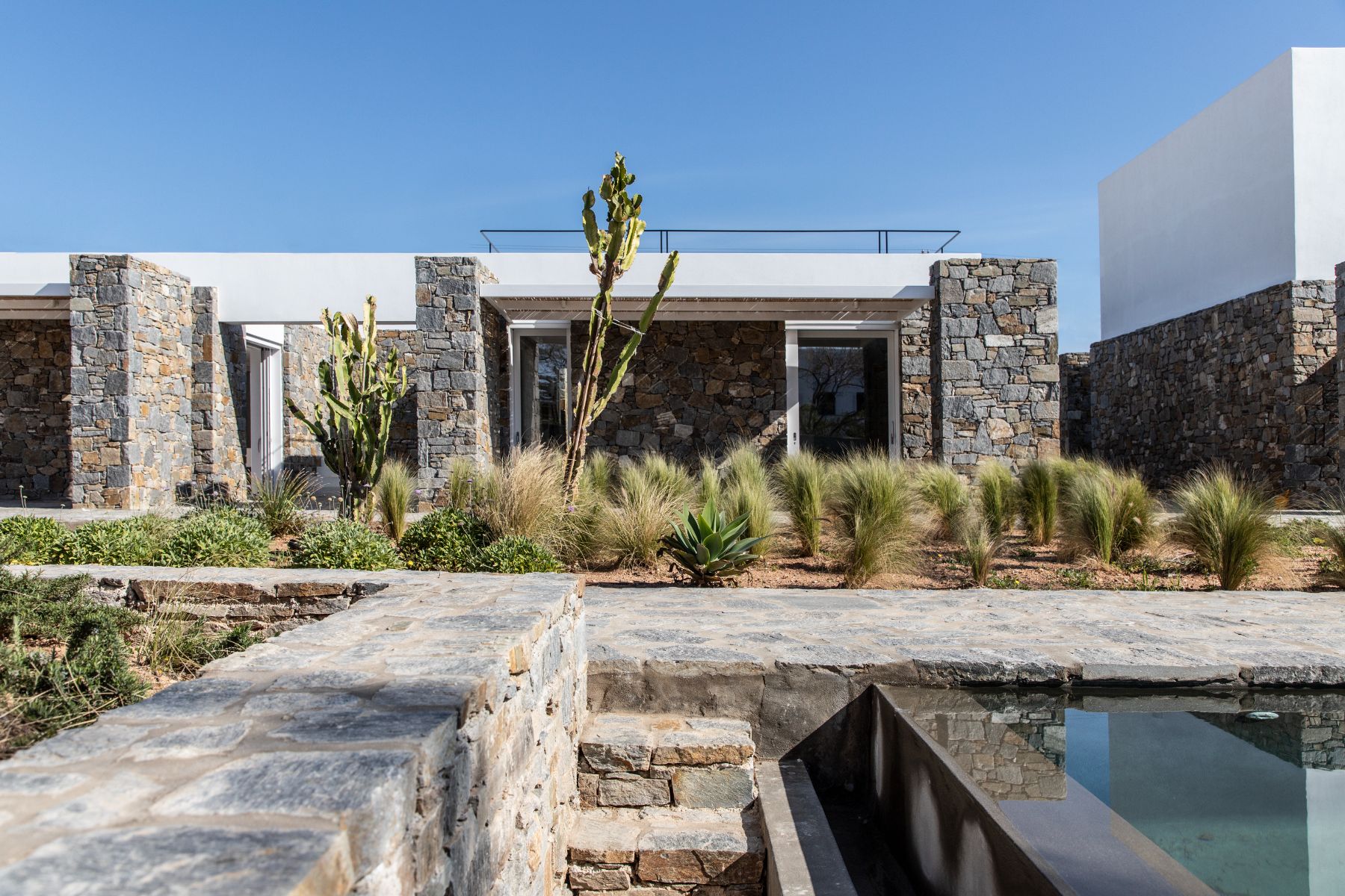 Pool and exterior view of Villa Irida, Paros