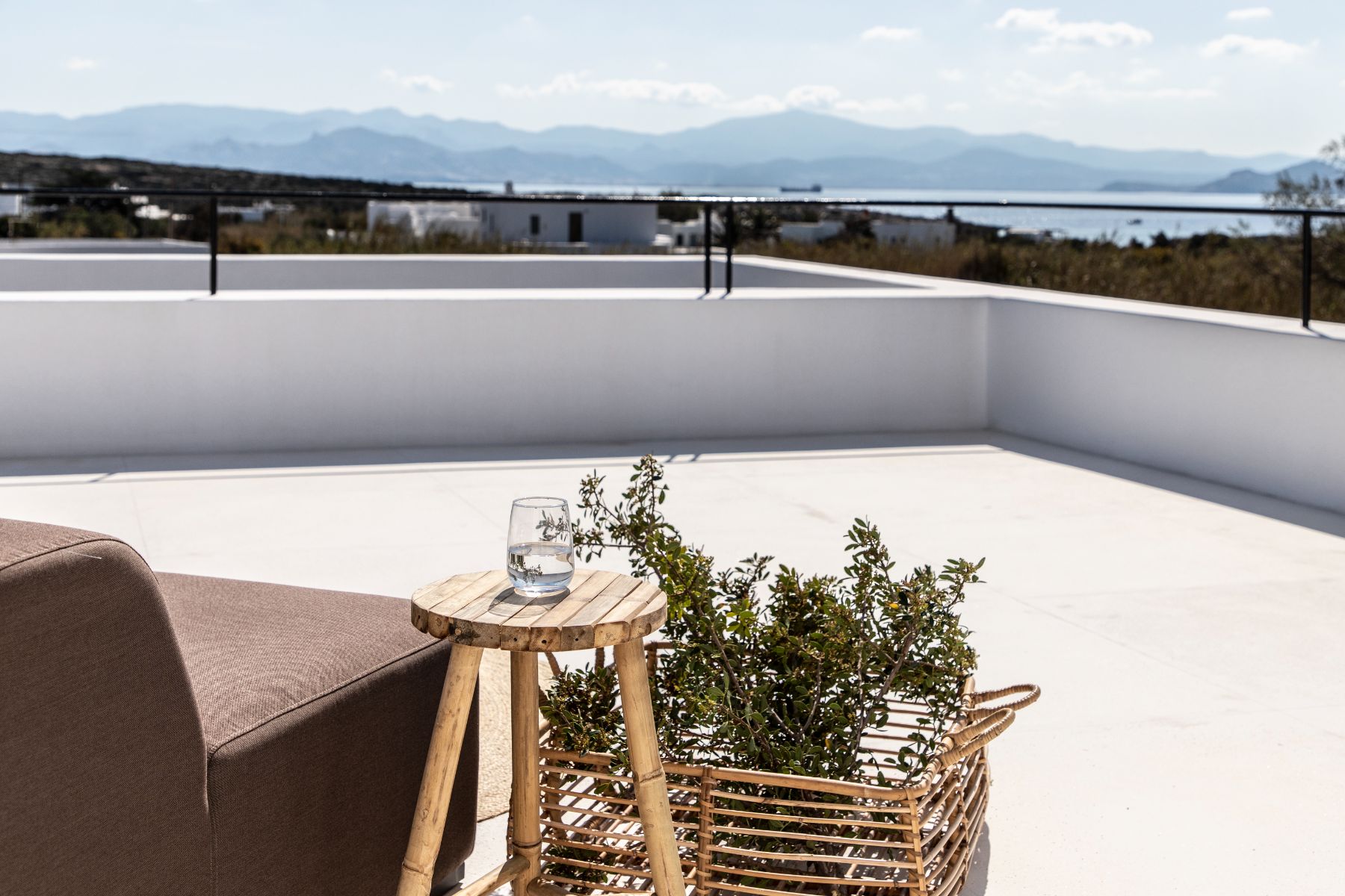 Terrace with seating at Villa Irida, Paros