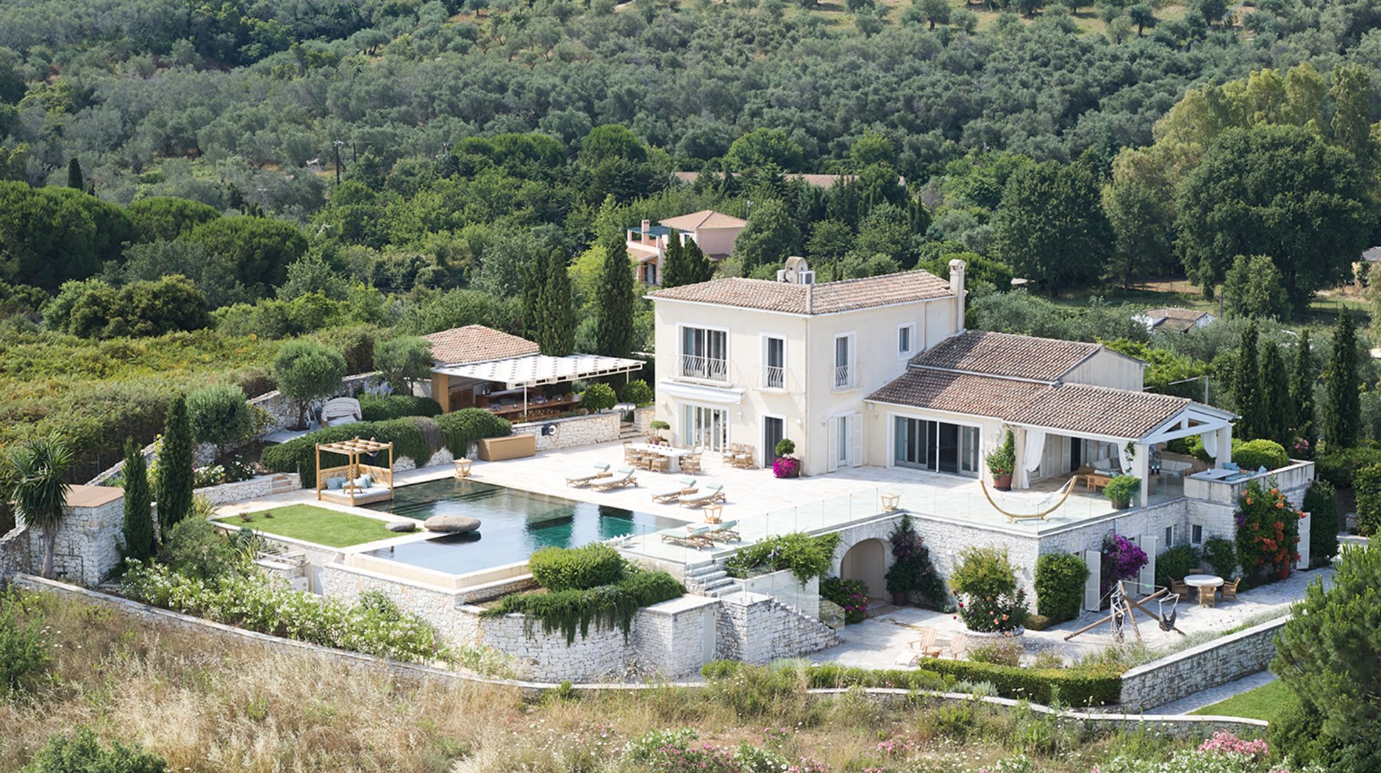 Aerial view of Villa Jasmine in Corfu
