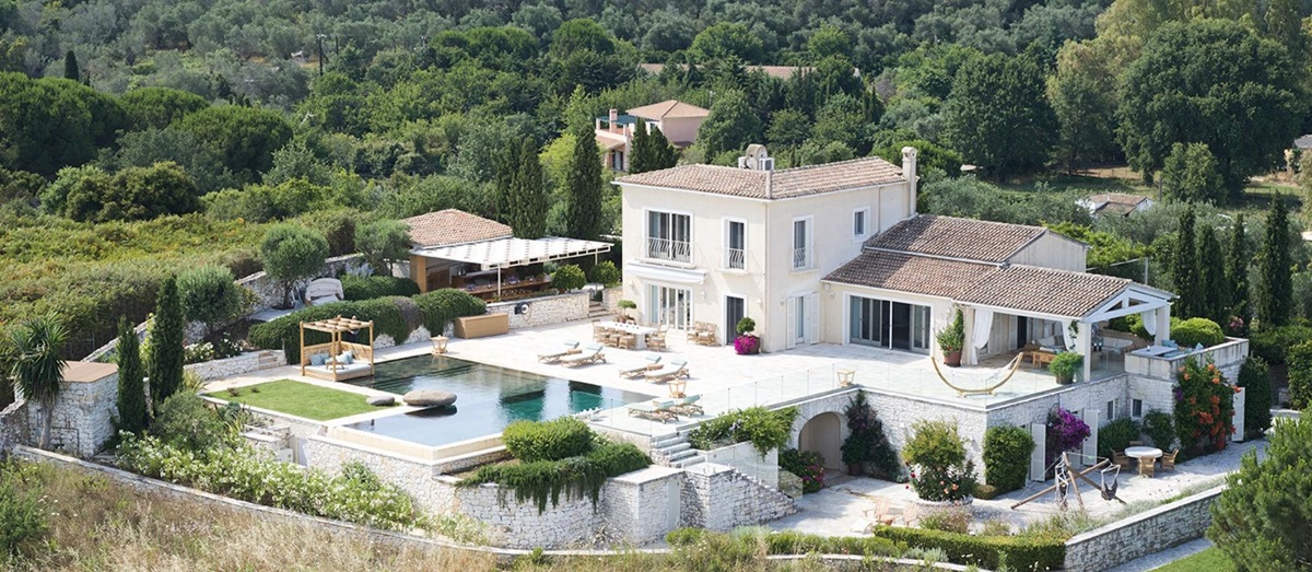 Aerial view of Villa Jasmine in Corfu
