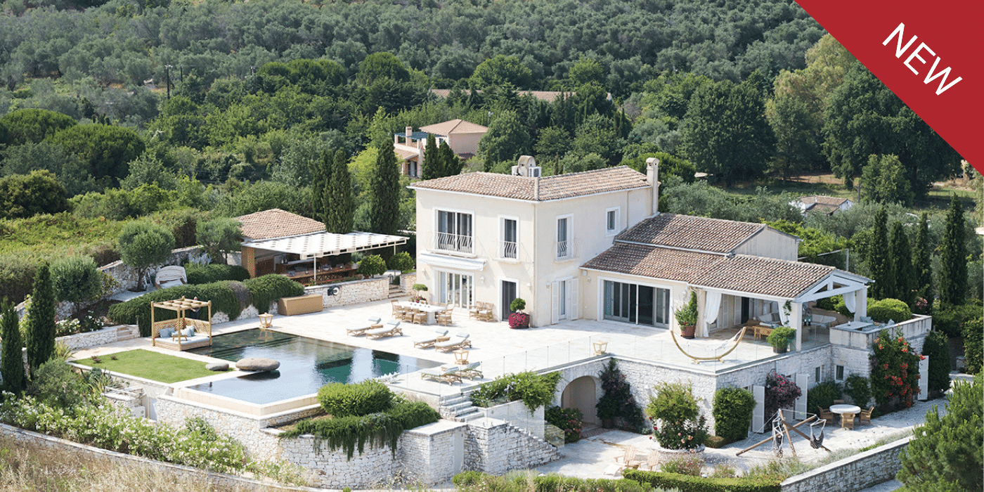 Aerial view of Villa Jasmine, Luxury Villa in Corfu