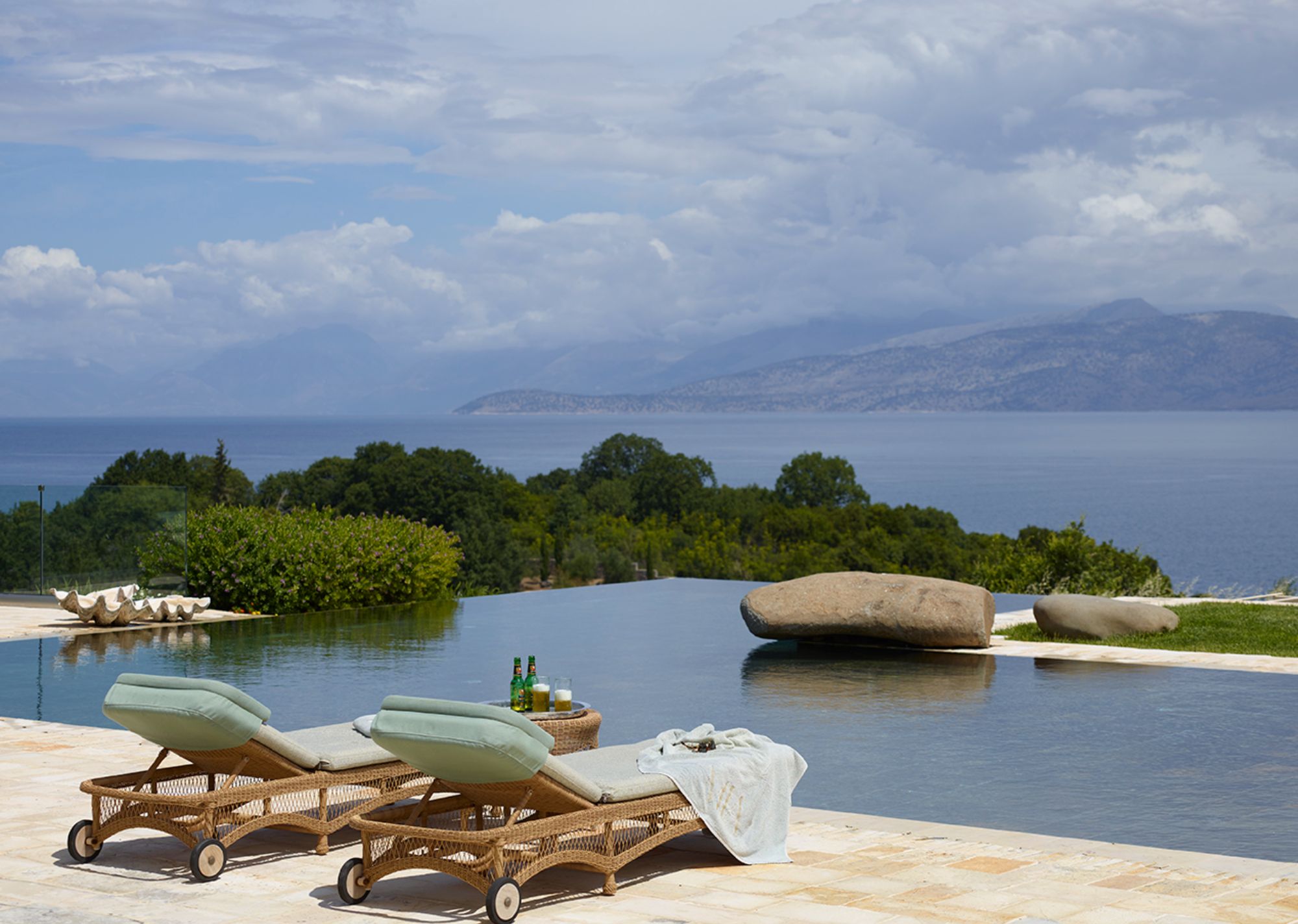Pool and loungers at Villa Jasmine