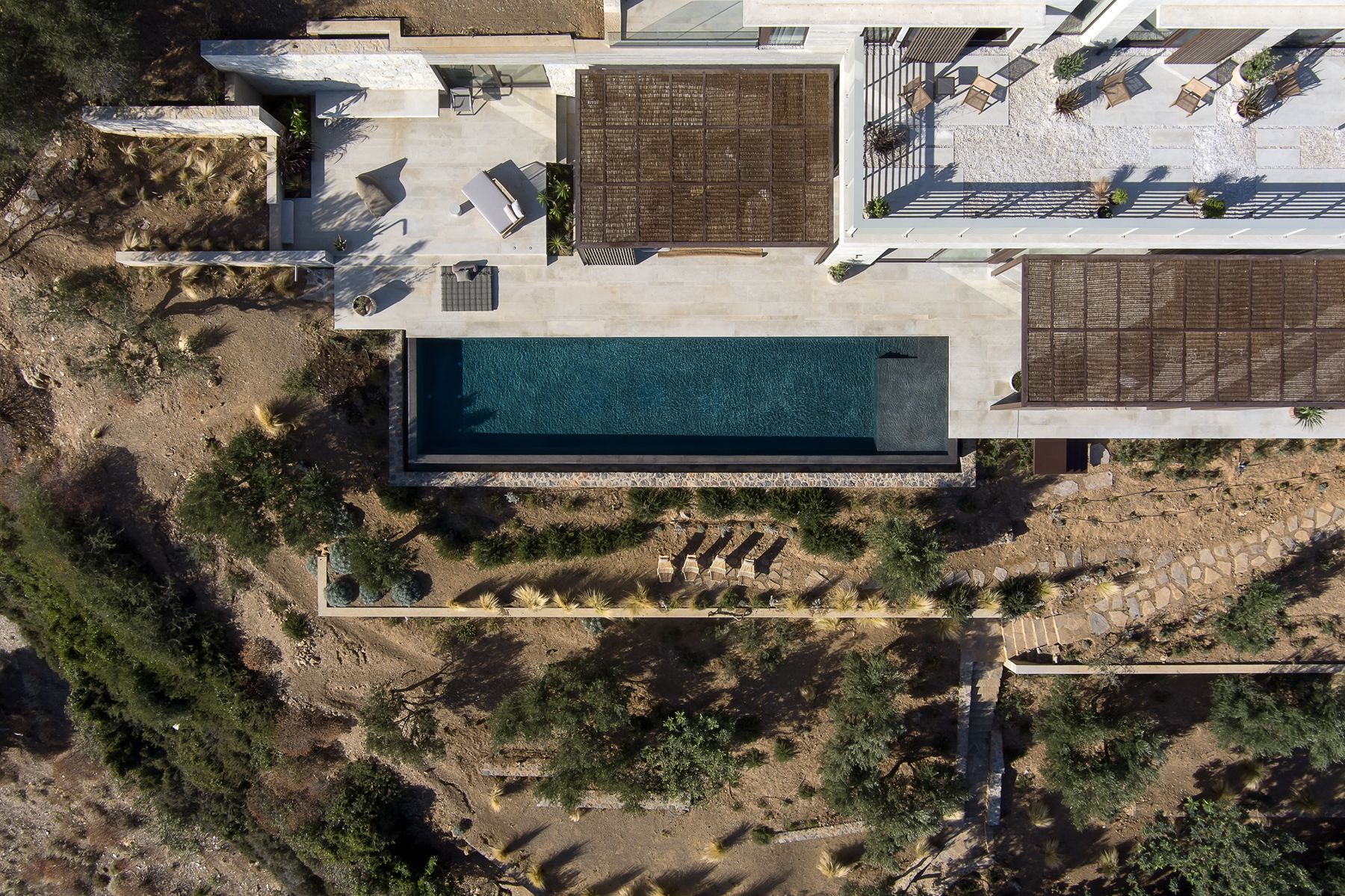 Aerial view of pool at Villa Kallisti in Crete