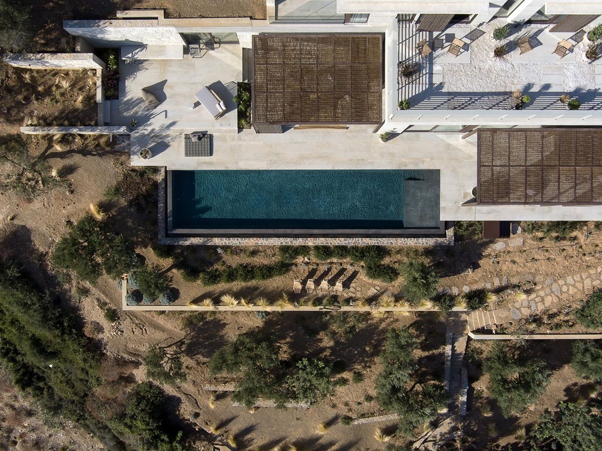 Aerial view of pool at Villa Kallisti in Crete