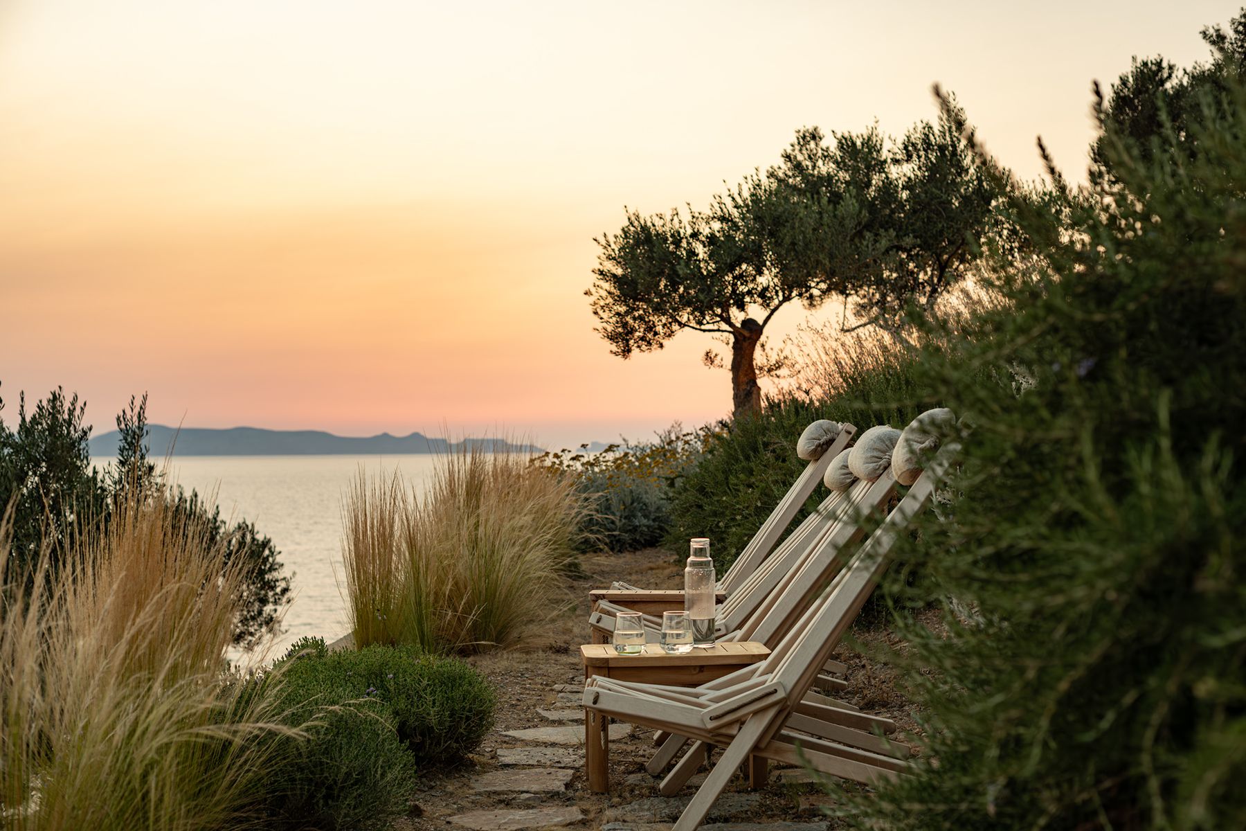 Deck chairs at Villa Kallisti in Crete