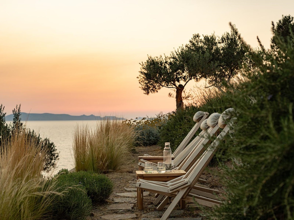 Deck chairs at Villa Kallisti in Crete