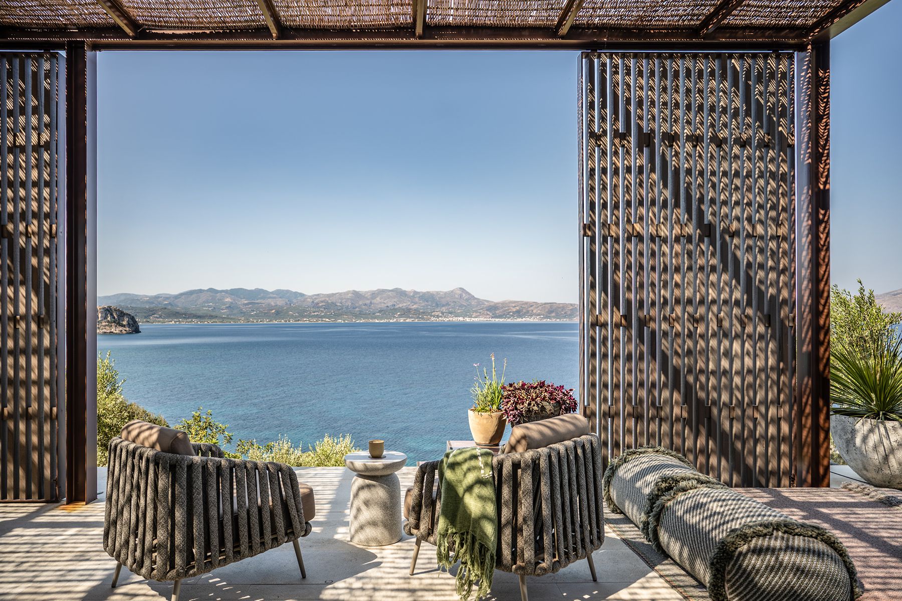 Outdoor seating at Villa Kallisti in Crete