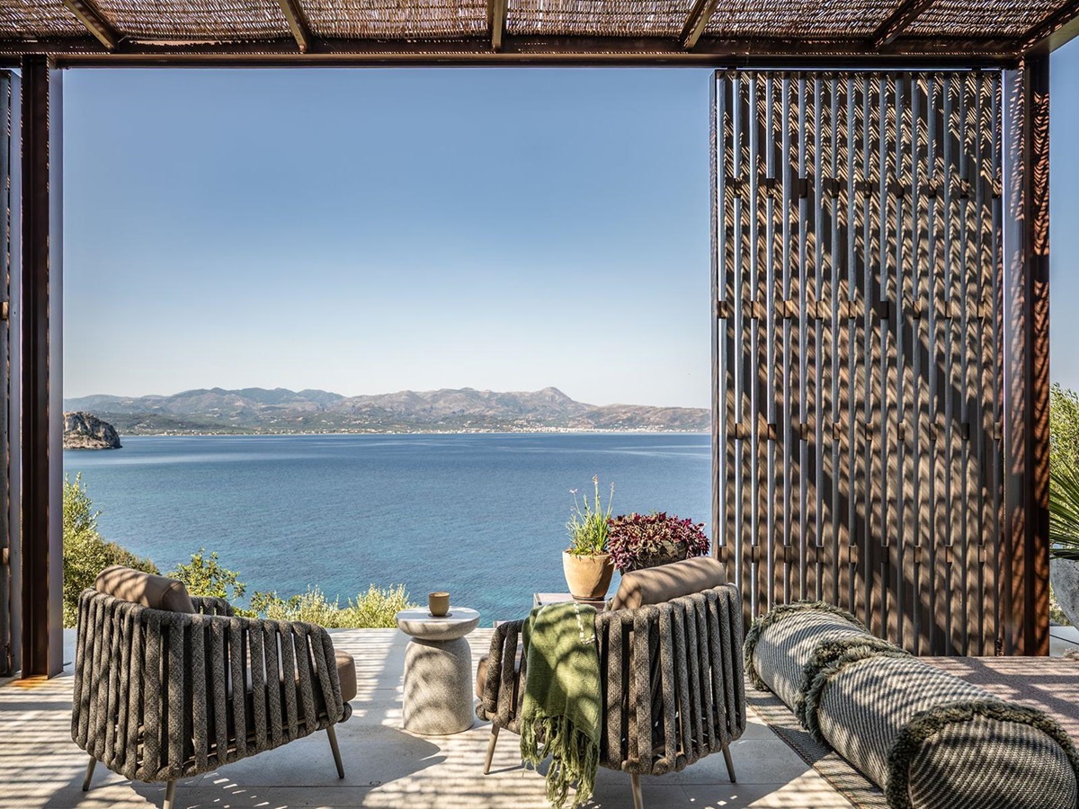 Outdoor seating at Villa Kallisti in Crete