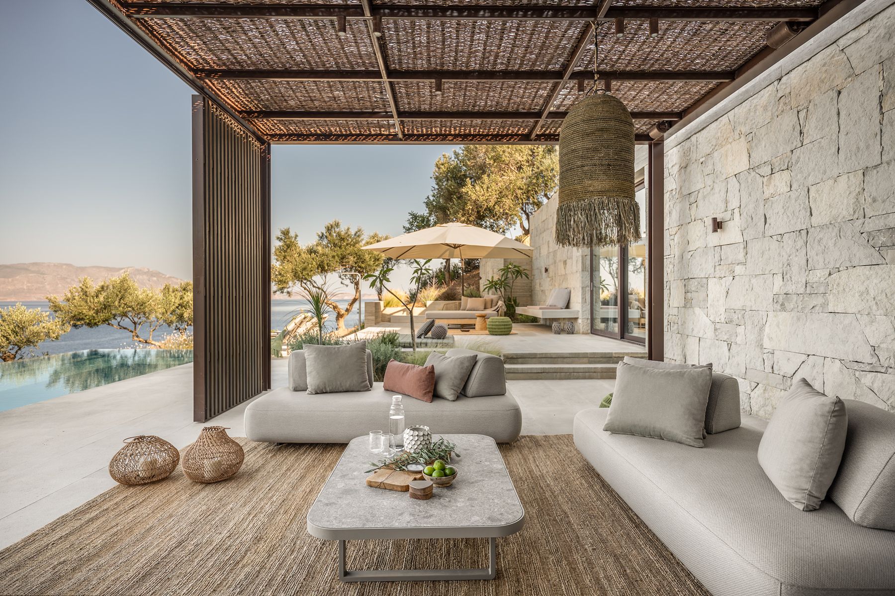 Outdoor seating at Villa Kallisti in Crete