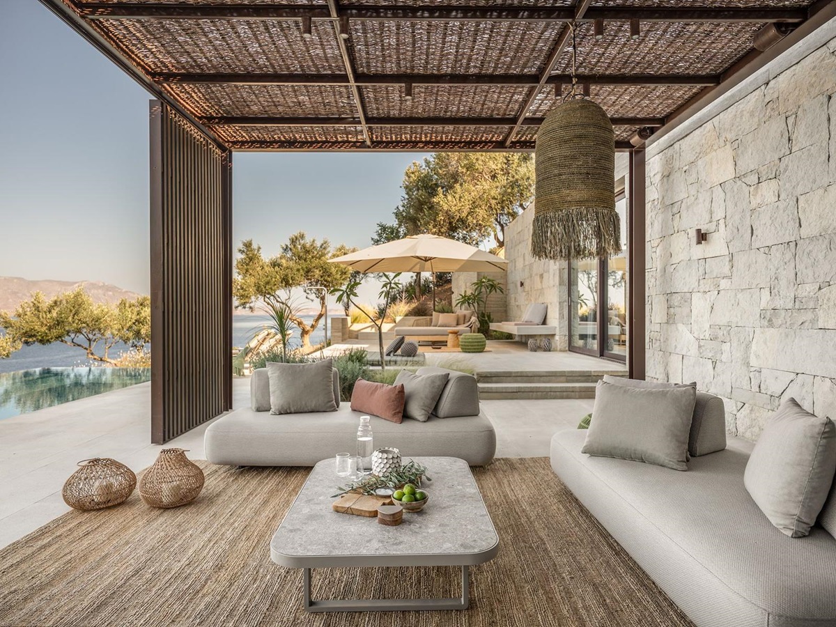 Outdoor seating at Villa Kallisti in Crete