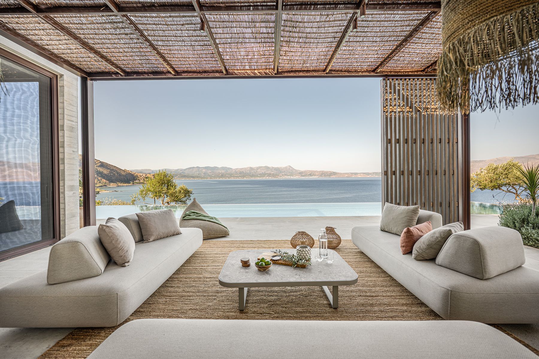 Outdoor seating at Villa Kallisti in Crete