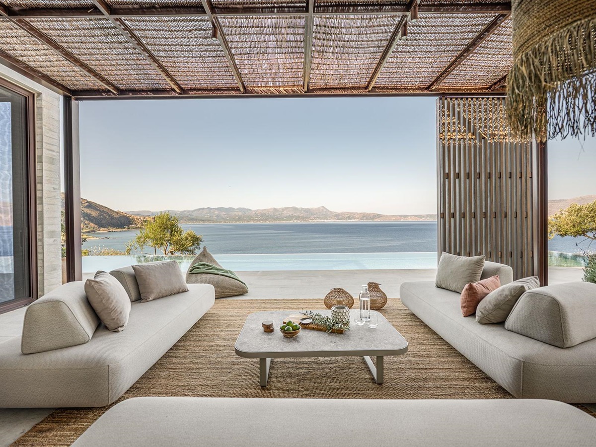 Outdoor seating at Villa Kallisti in Crete