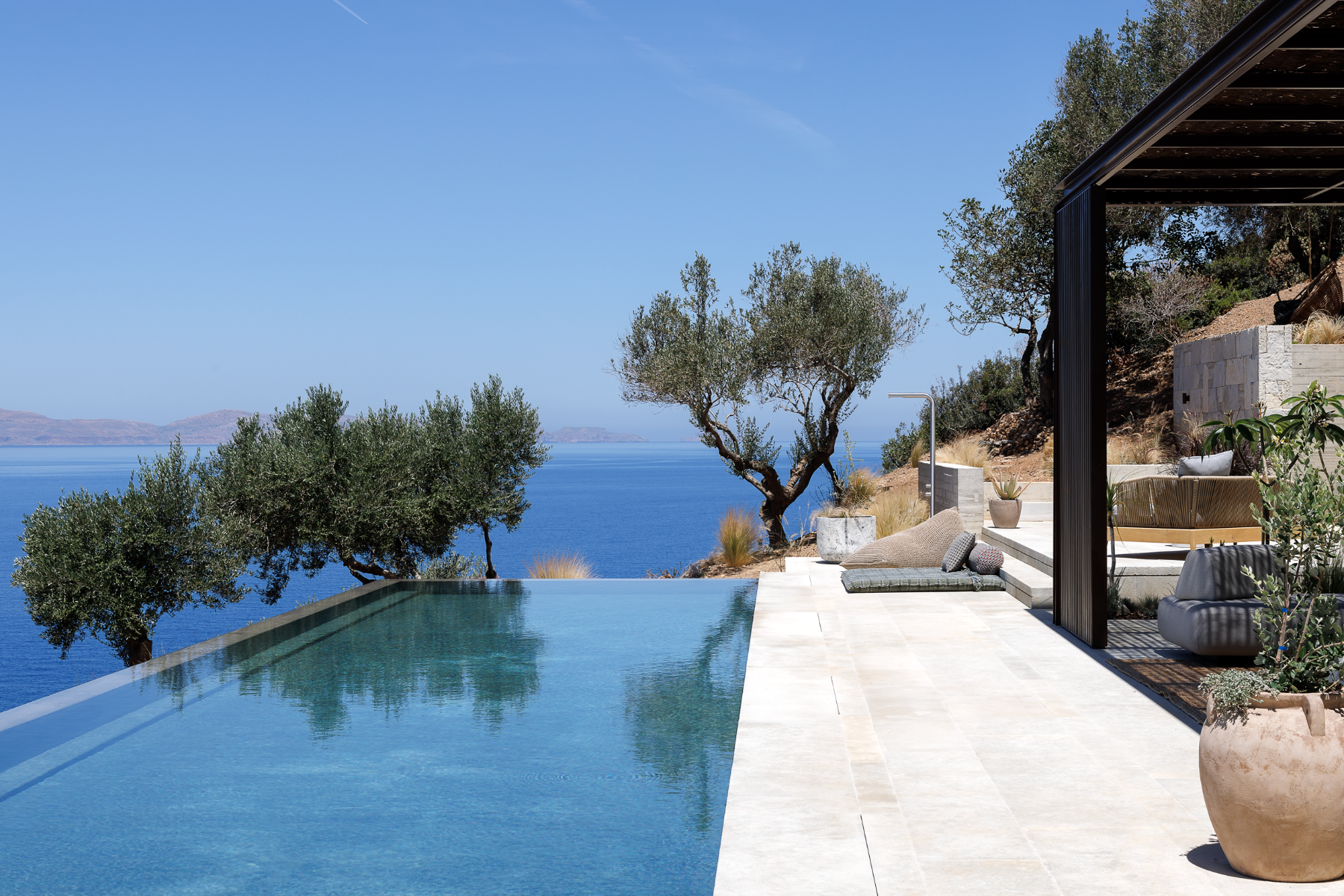 Pool and terrace at Villa Kallisti, Crete