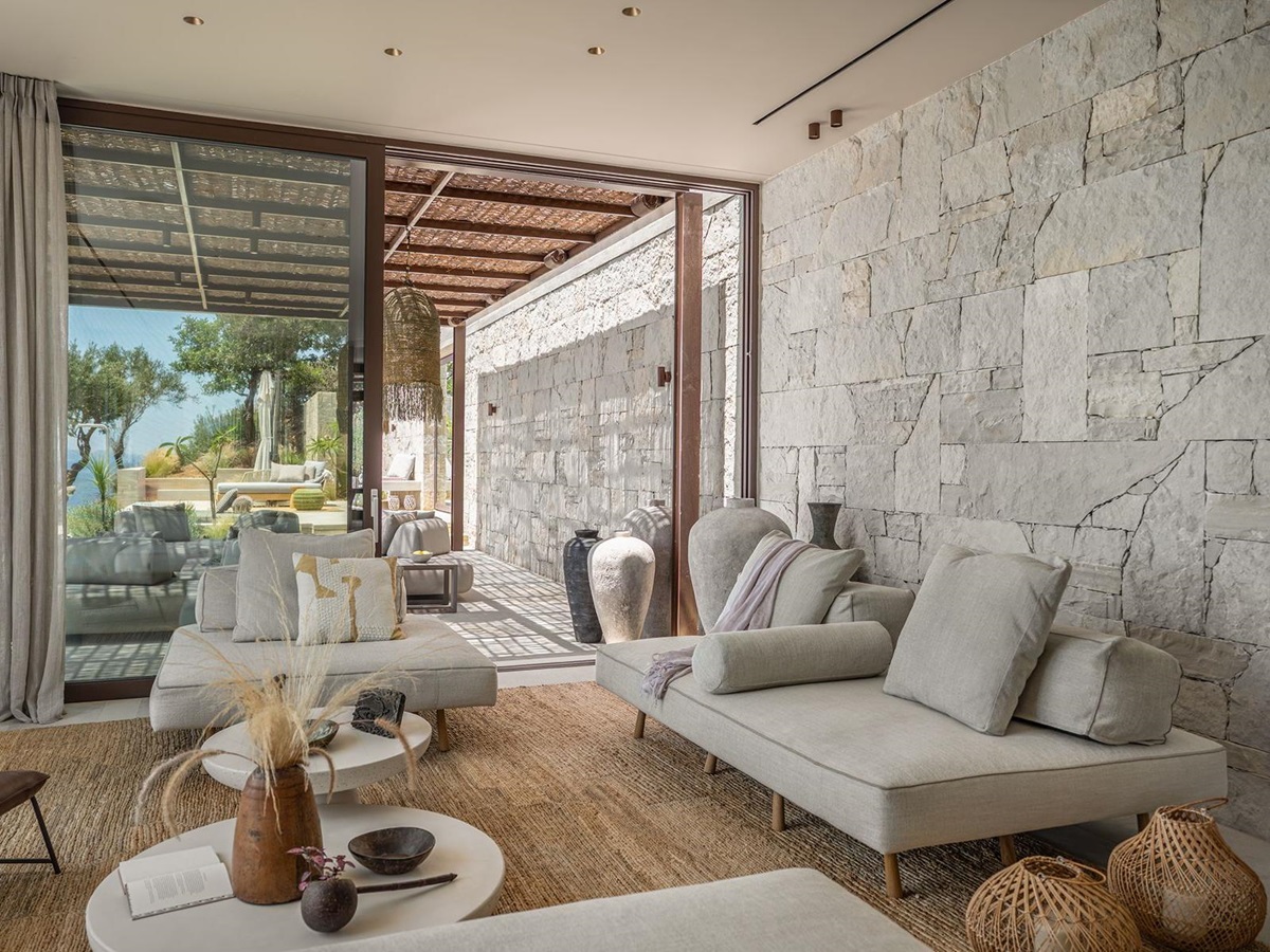 Sitting room at Villa Kallisti in Crete