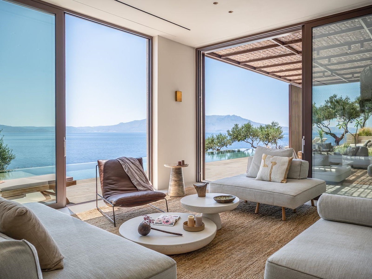 Sitting room at Villa Kallisti in Crete