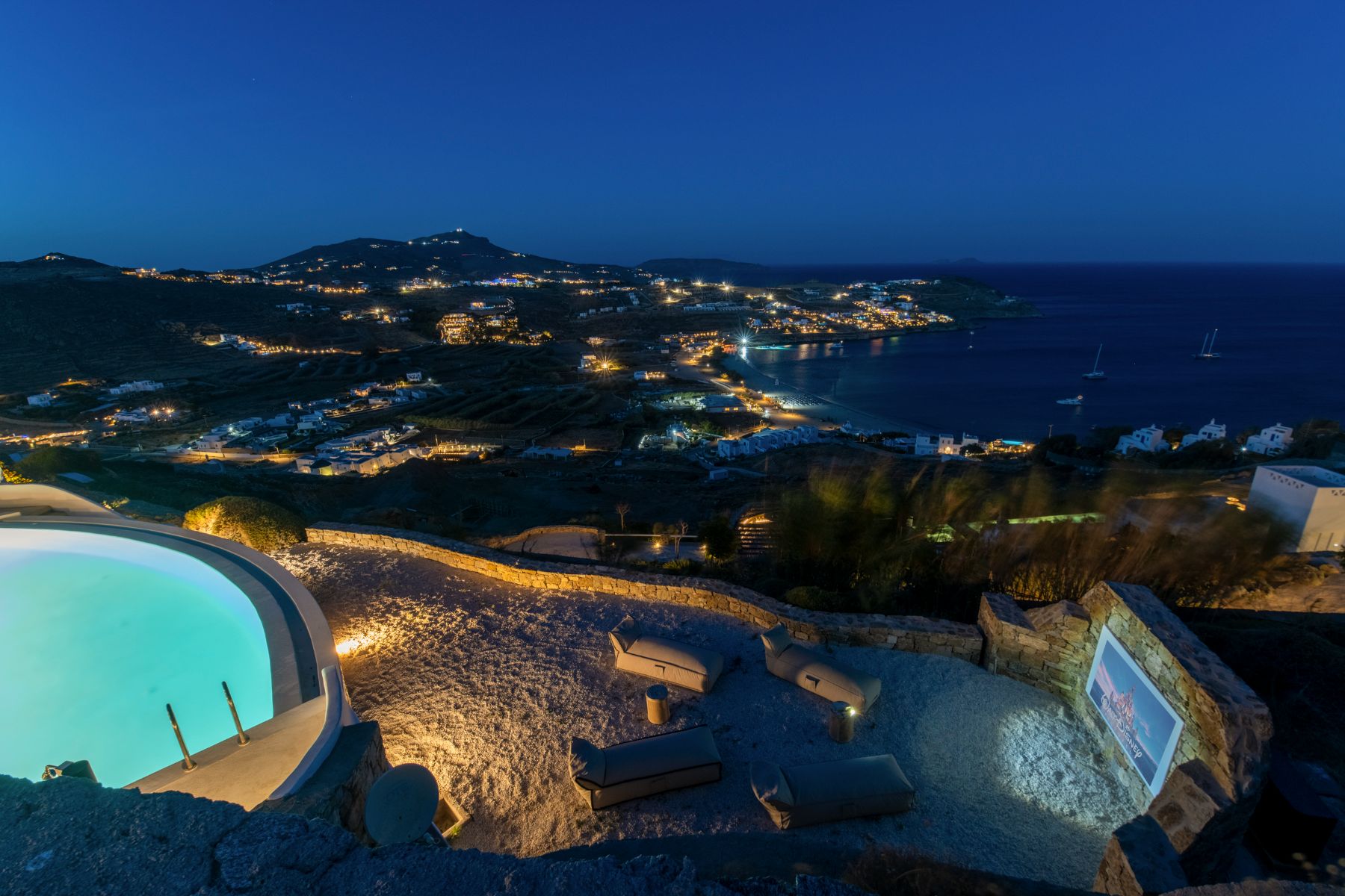 Outdoor cinema at Villa Kallos, Mykonos