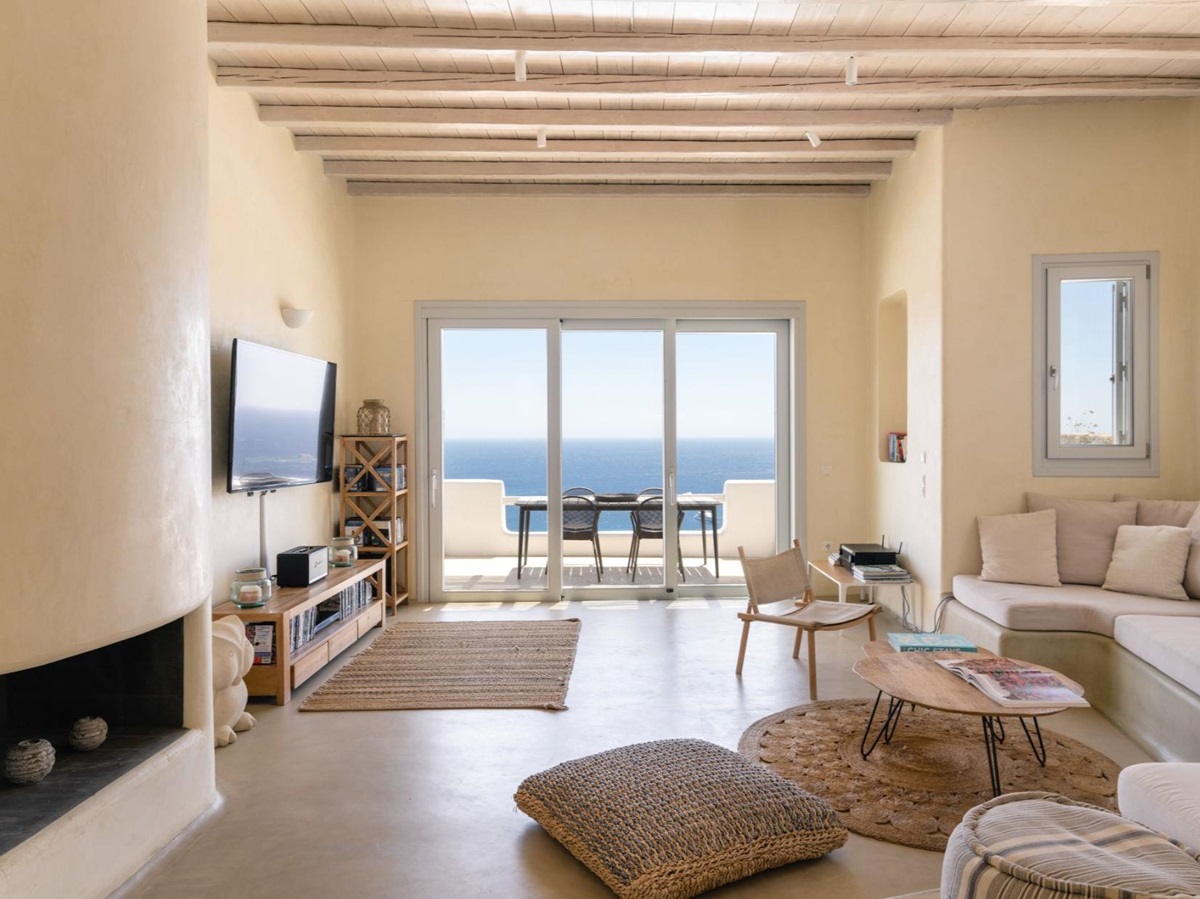 Living room at Villa Kallos, Mykonos