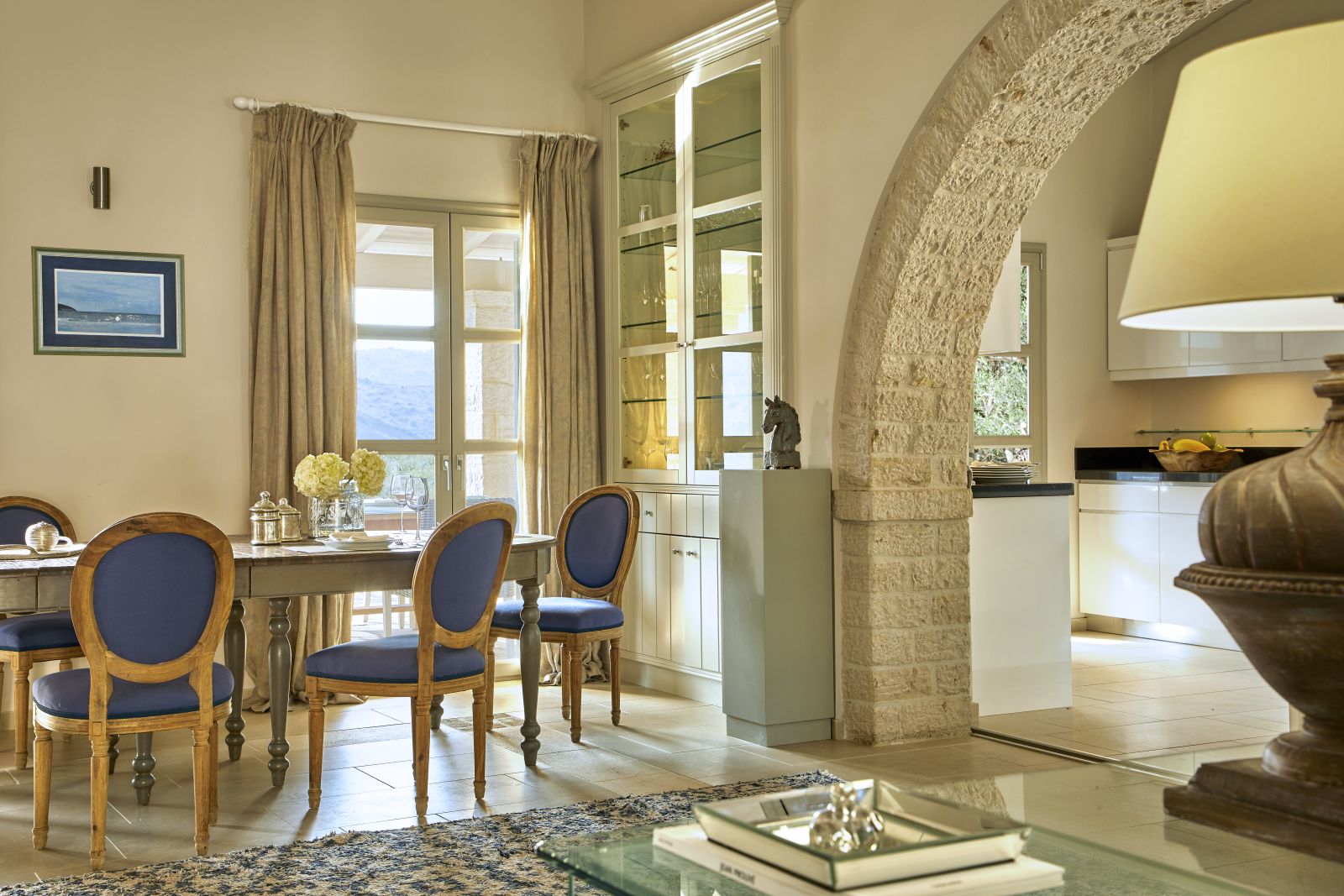 the dining table at the villa