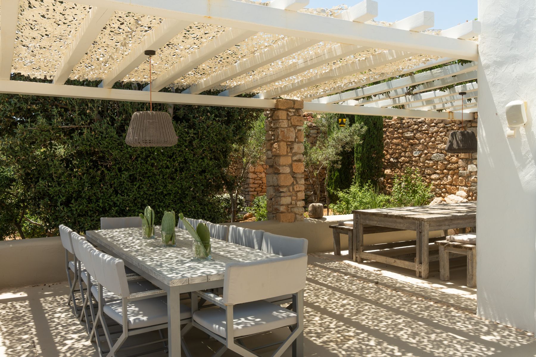 Outdoor dining terrace at Villa Kymata, Paros
