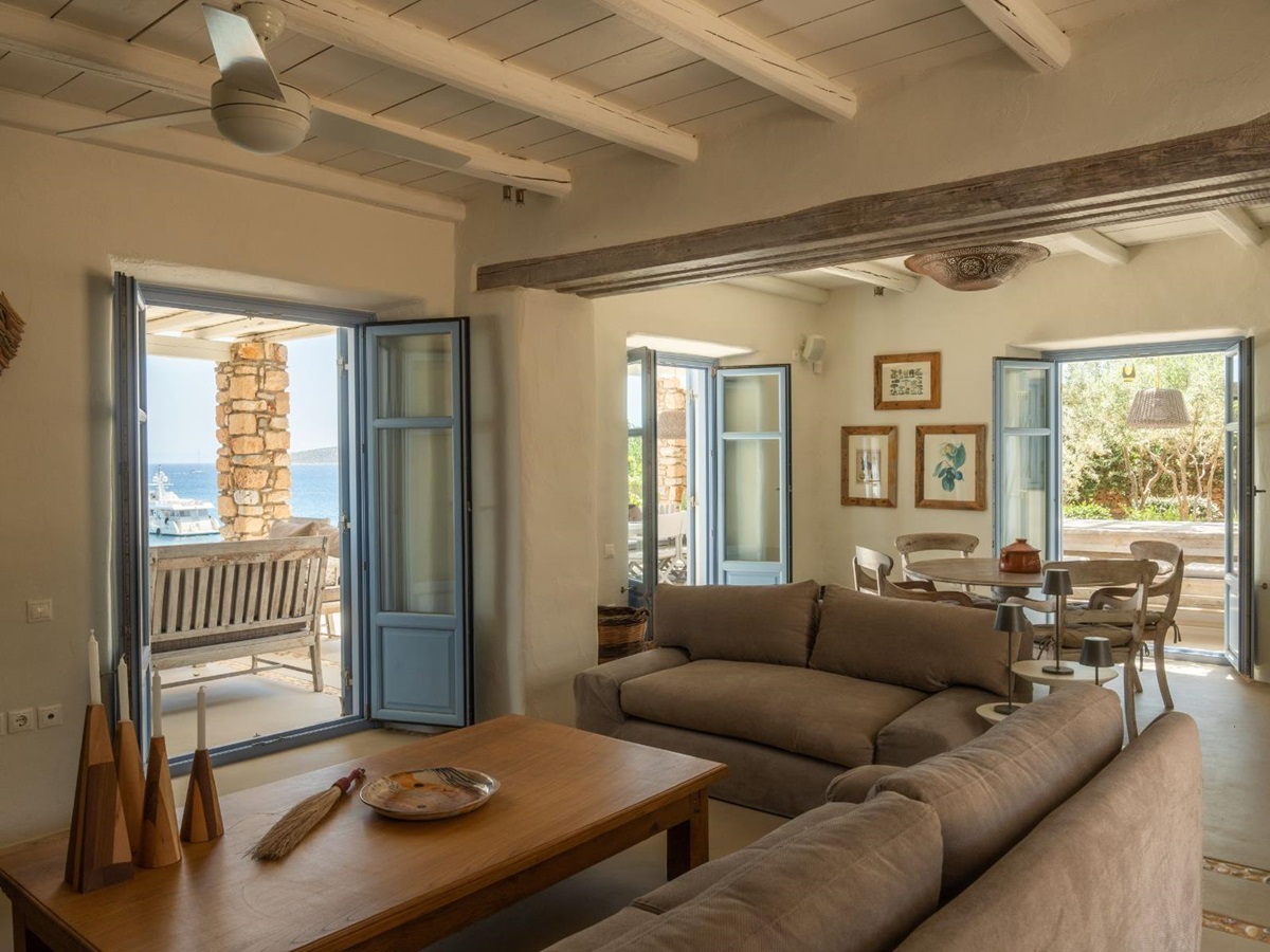 Living room at Villa Kymata, Paros